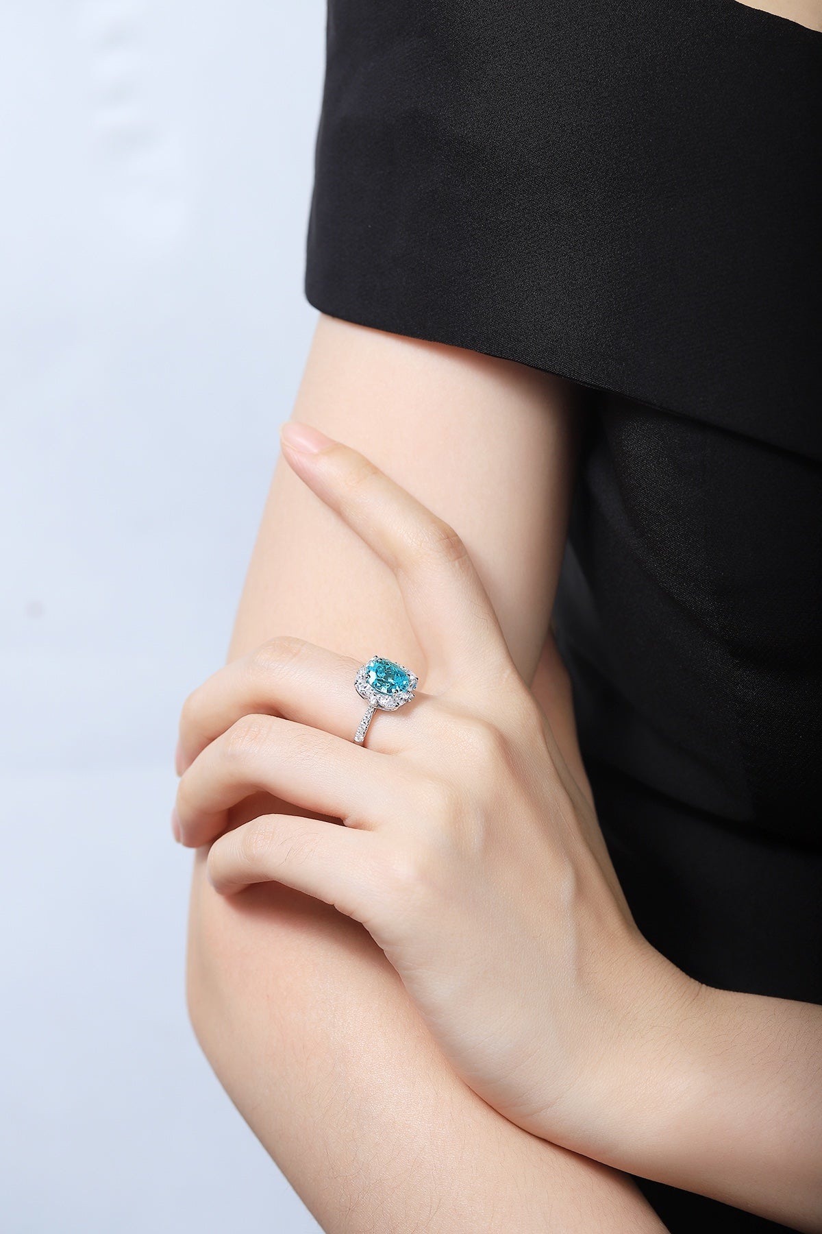 Sterling Silver Lab-Grown Paraiba Ring A – JR209Y