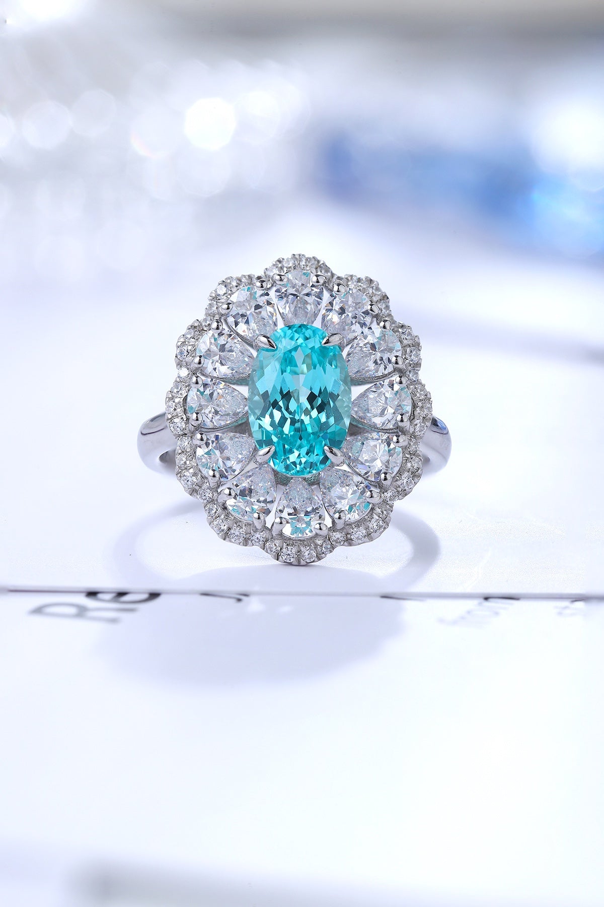Sterling Silver Lab-Grown Paraiba Ring A – JR176Y