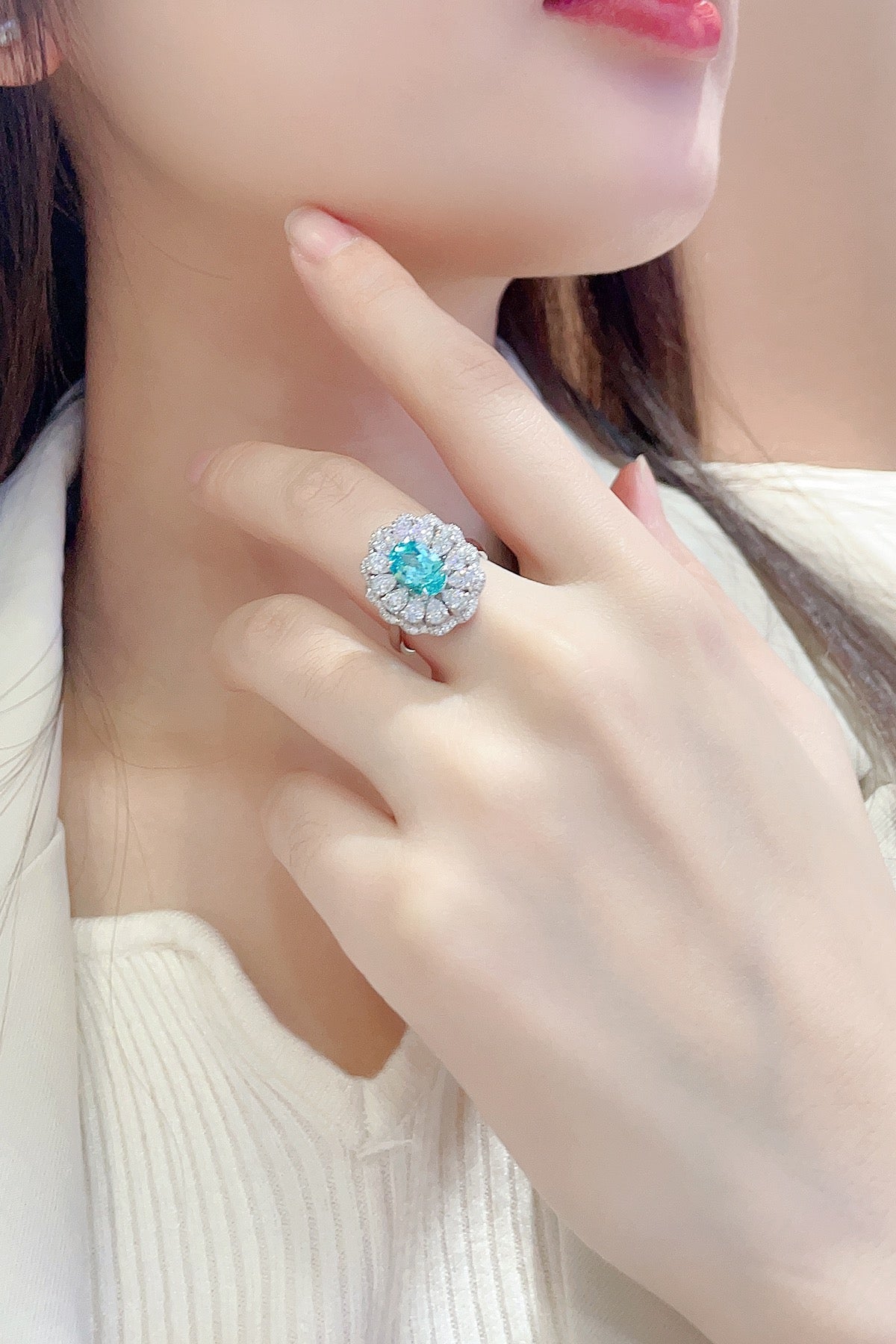Sterling Silver Lab-Grown Paraiba Ring A – JR176Y