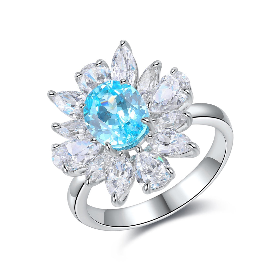 Sterling Silver Lab-Grown Paraiba Ring A – JR144Y