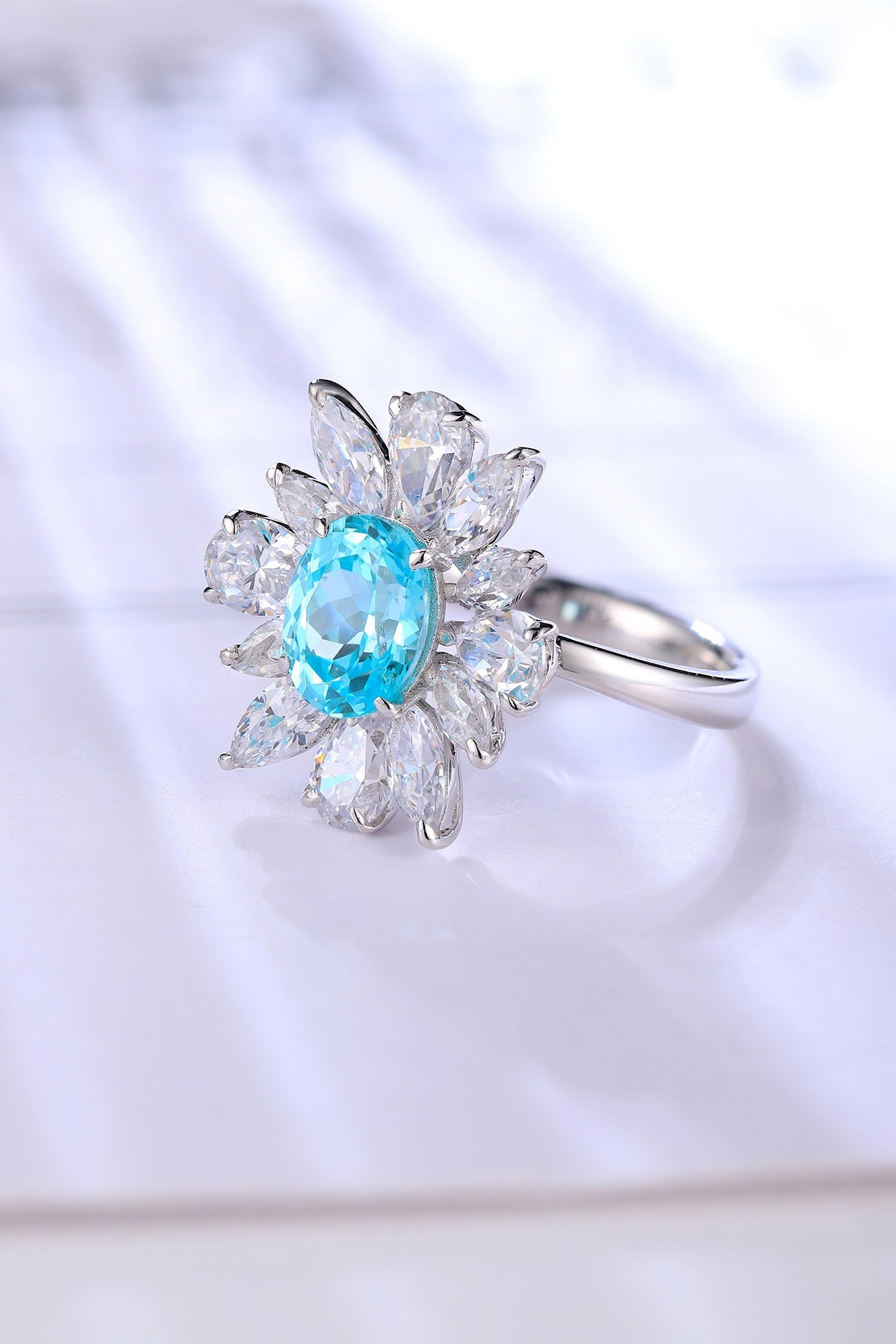 Sterling Silver Lab-Grown Paraiba Ring A – JR144Y