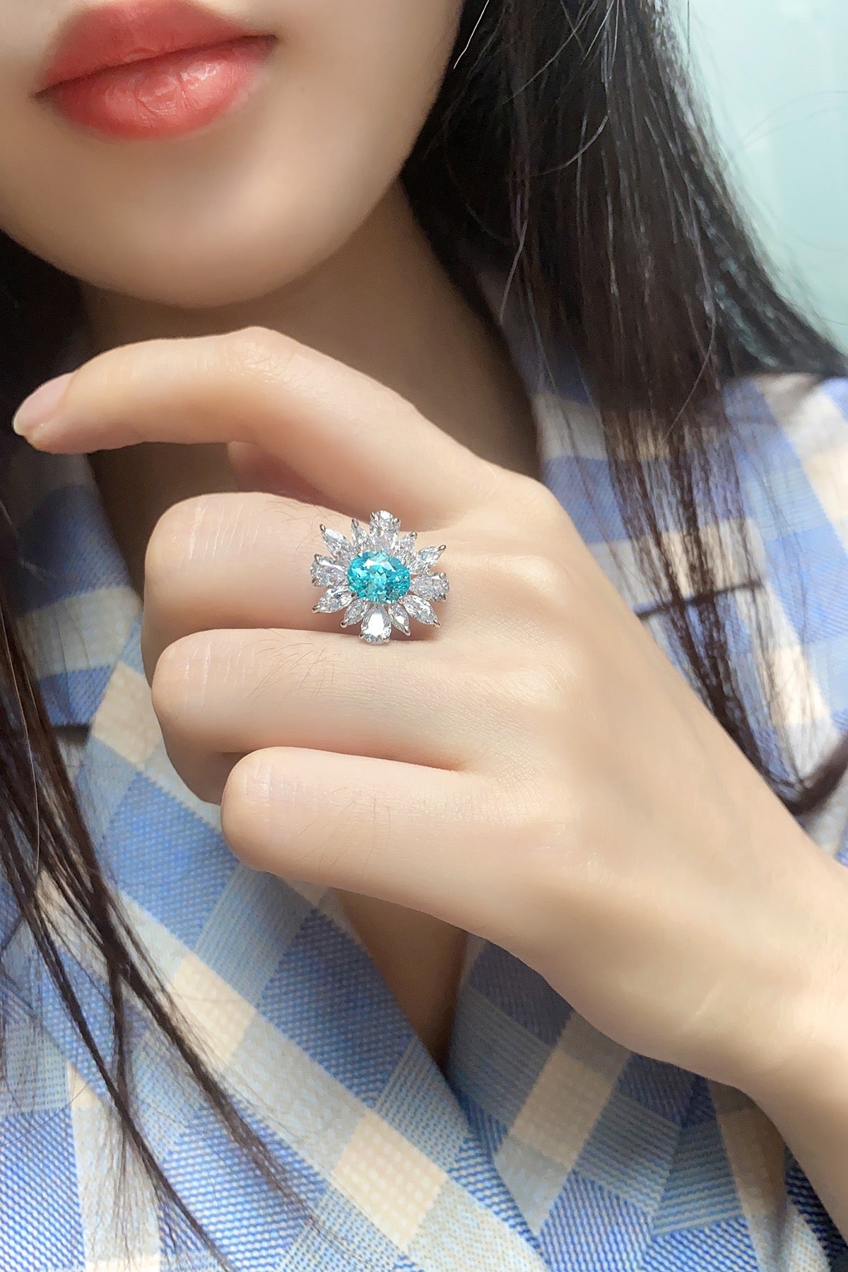 Sterling Silver Lab-Grown Paraiba Ring A – JR144Y