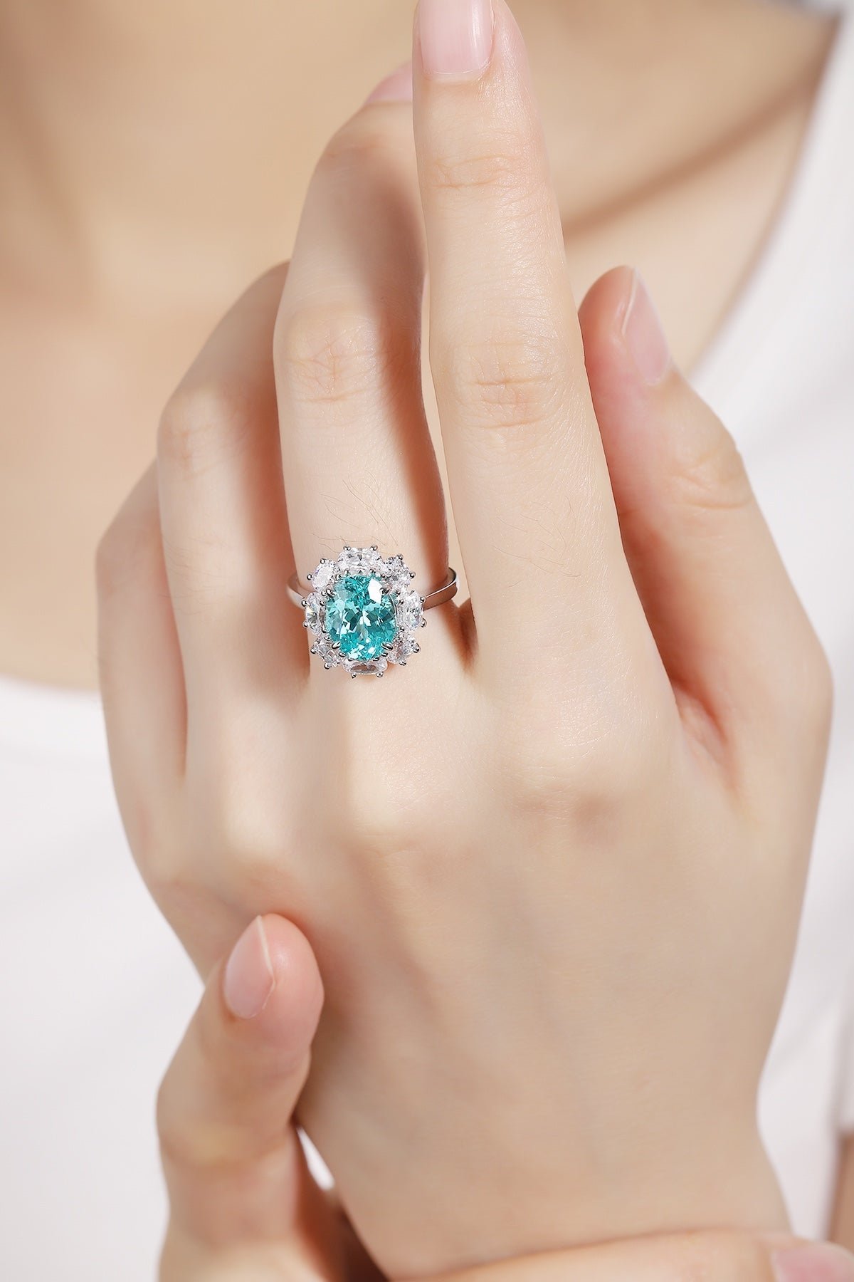 Sterling Silver Lab-Grown Paraiba Ring A – JR139Y