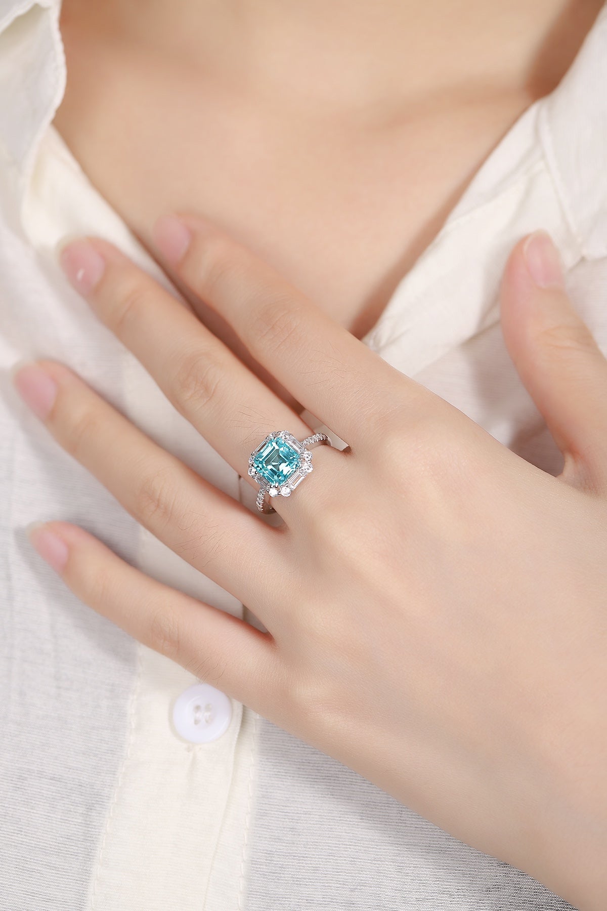 Sterling Silver Lab-Grown Paraiba Ring A – JR116Y