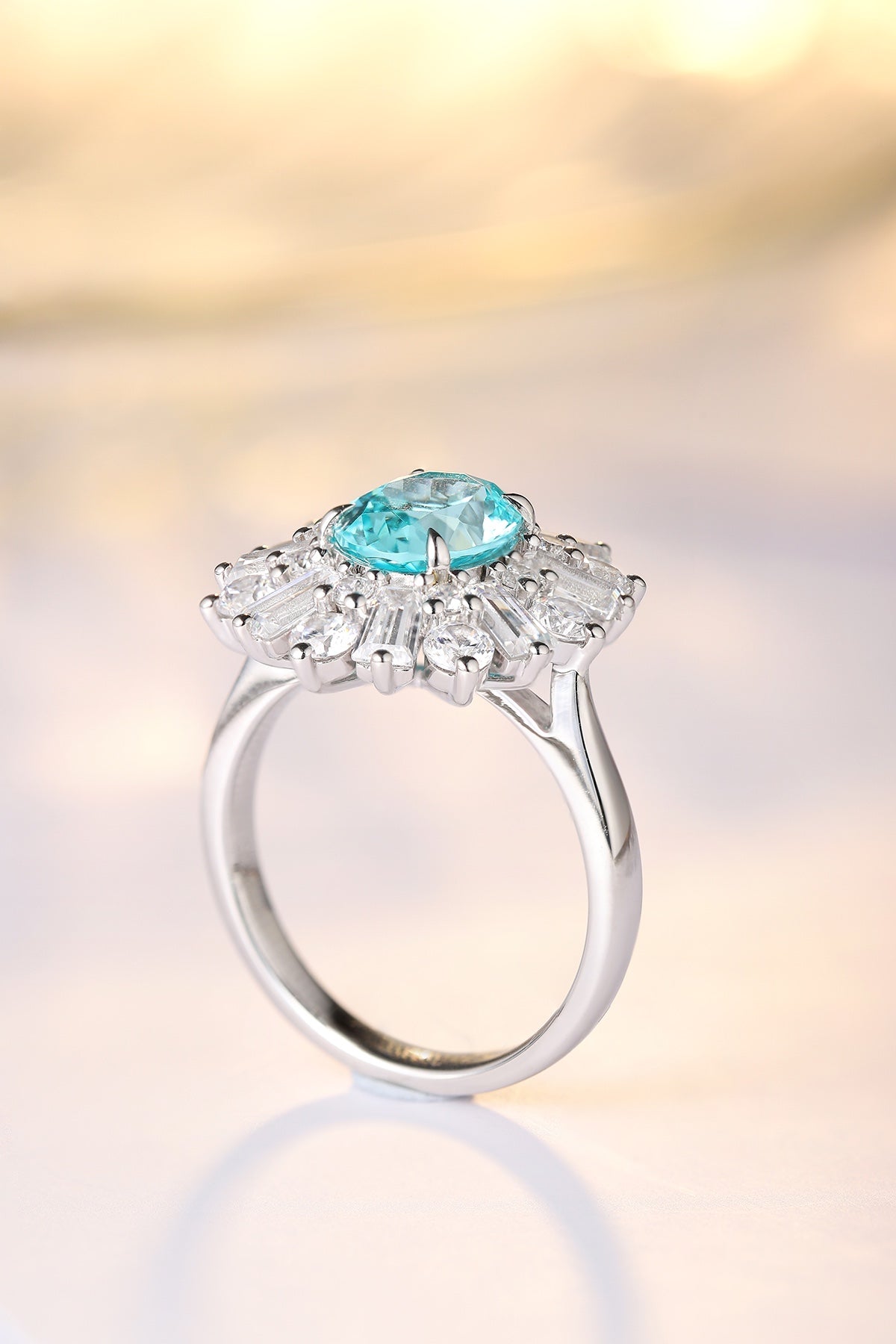 Sterling Silver Lab-Grown Paraiba Ring A – JR106Y