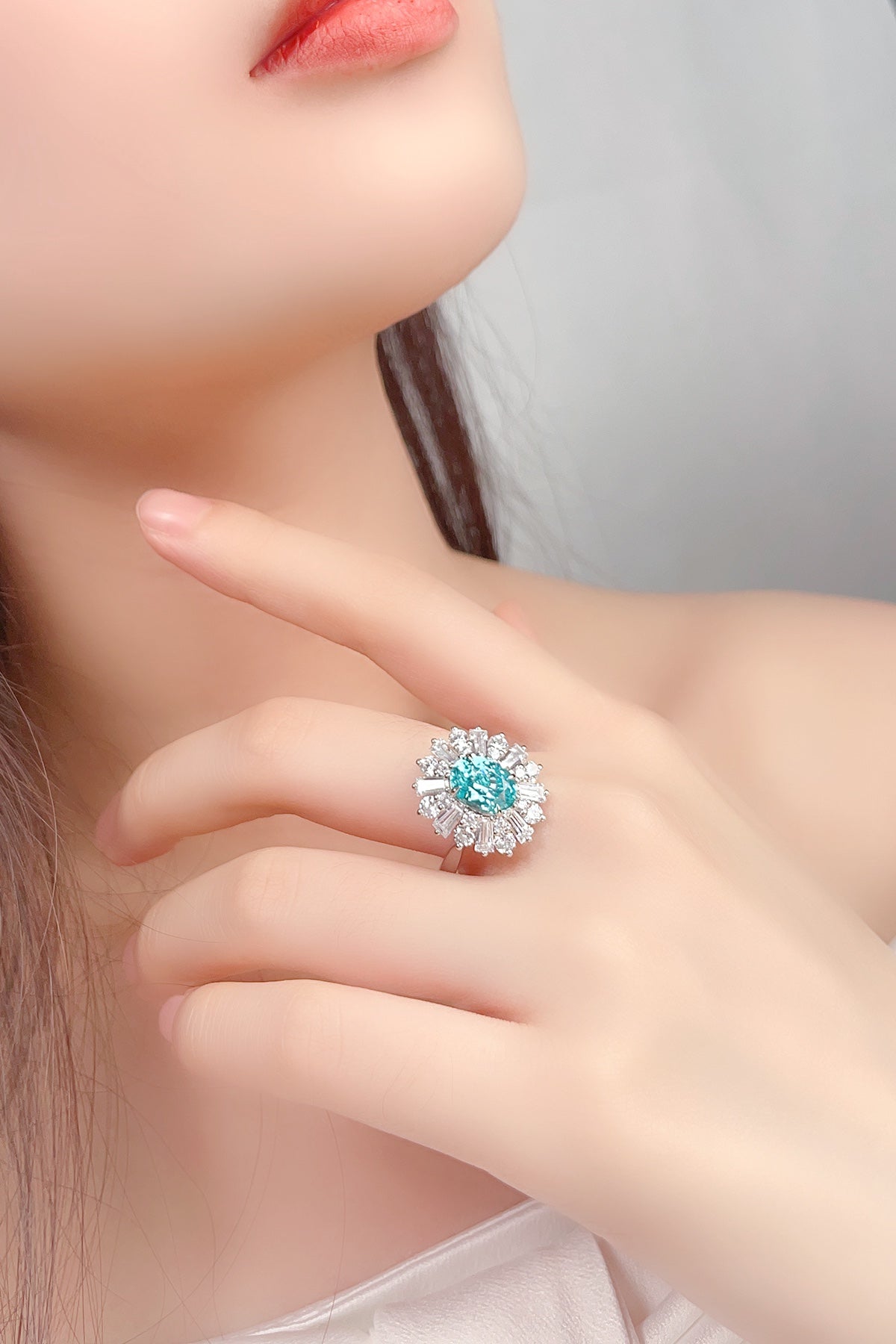 Sterling Silver Lab-Grown Paraiba Ring A – JR106Y