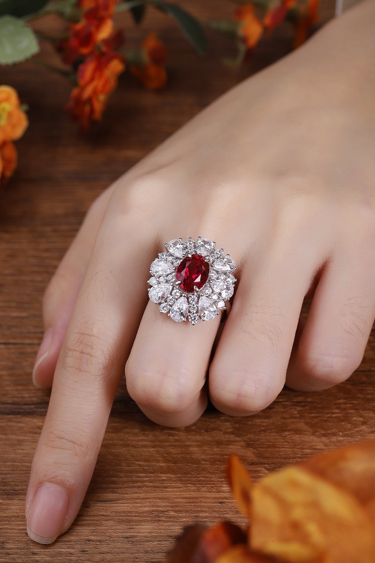 Sterling Silver Lab-Grown Ruby Ring A – JRURR195Y
