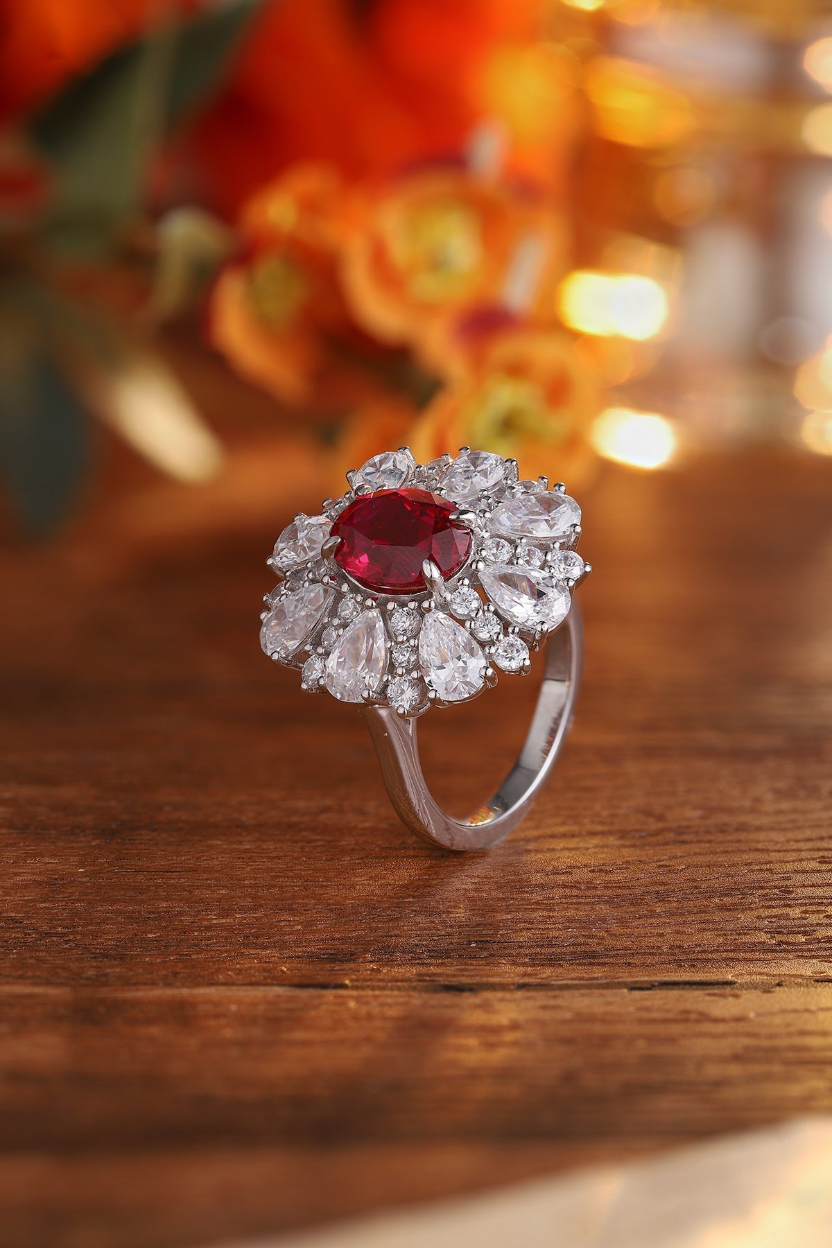 Sterling Silver Lab-Grown Ruby Ring A – JRURR191Y