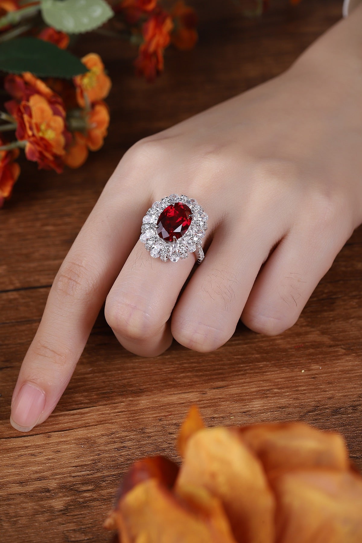 Sterling Silver Lab-Grown Ruby Ring A – JRURR191Y