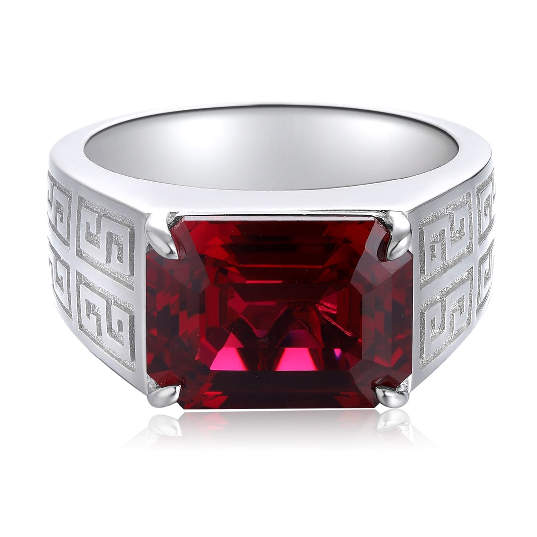 Sterling Silver Lab-Grown Ruby Men's Ring A – JRURR1029Y