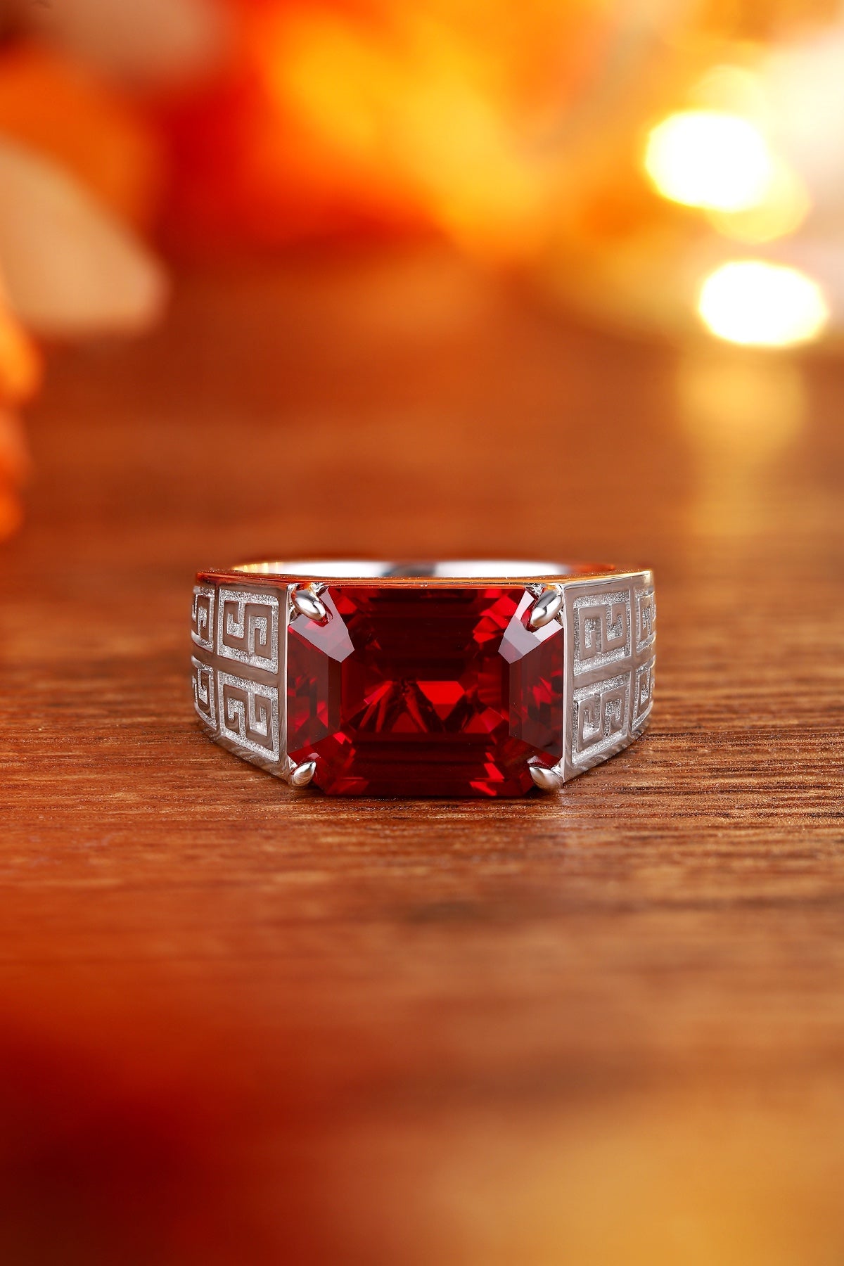 Sterling Silver Lab-Grown Ruby Men's Ring A – JRURR1029Y