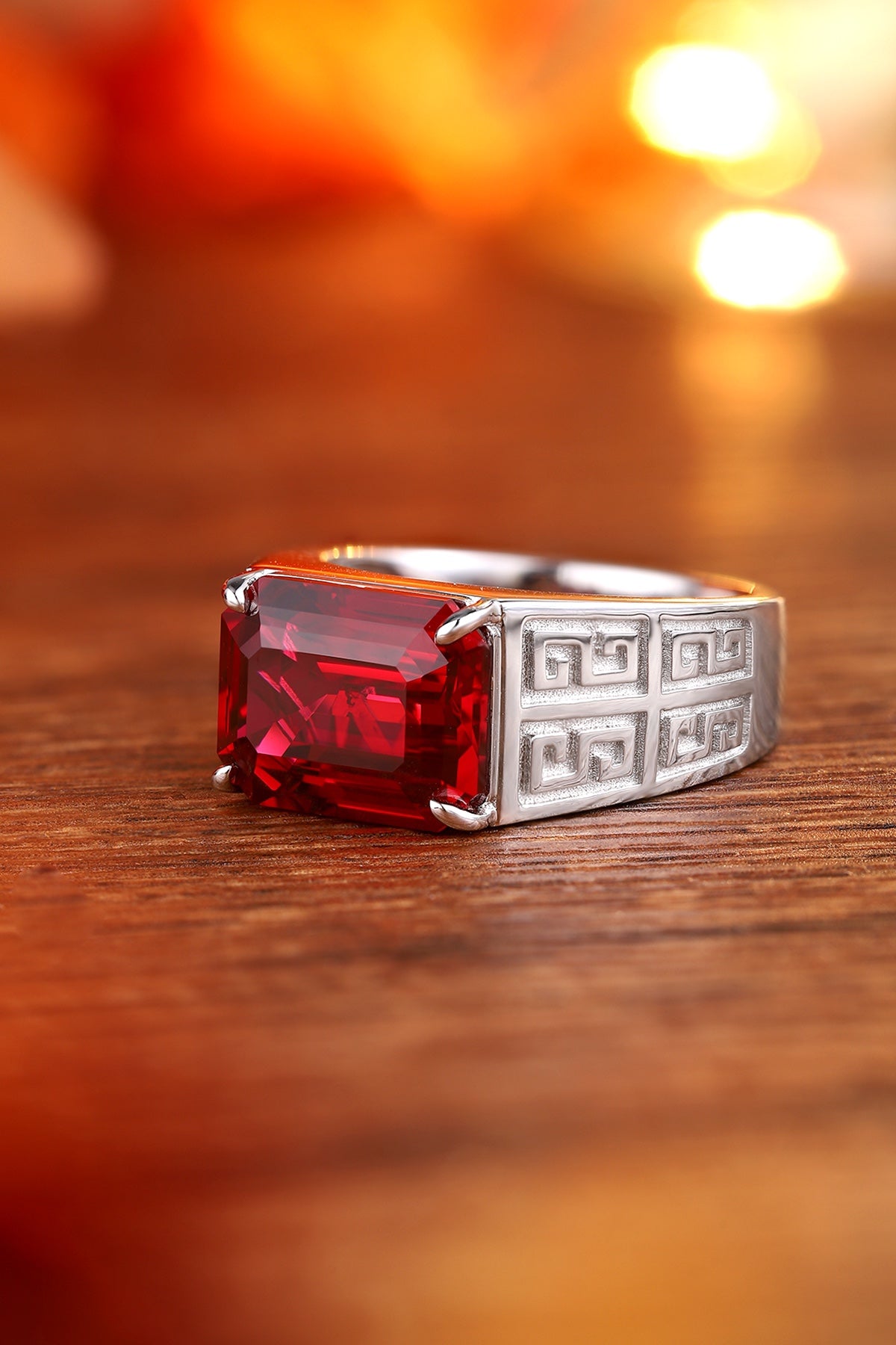 Sterling Silver Lab-Grown Ruby Men's Ring A – JRURR1029Y