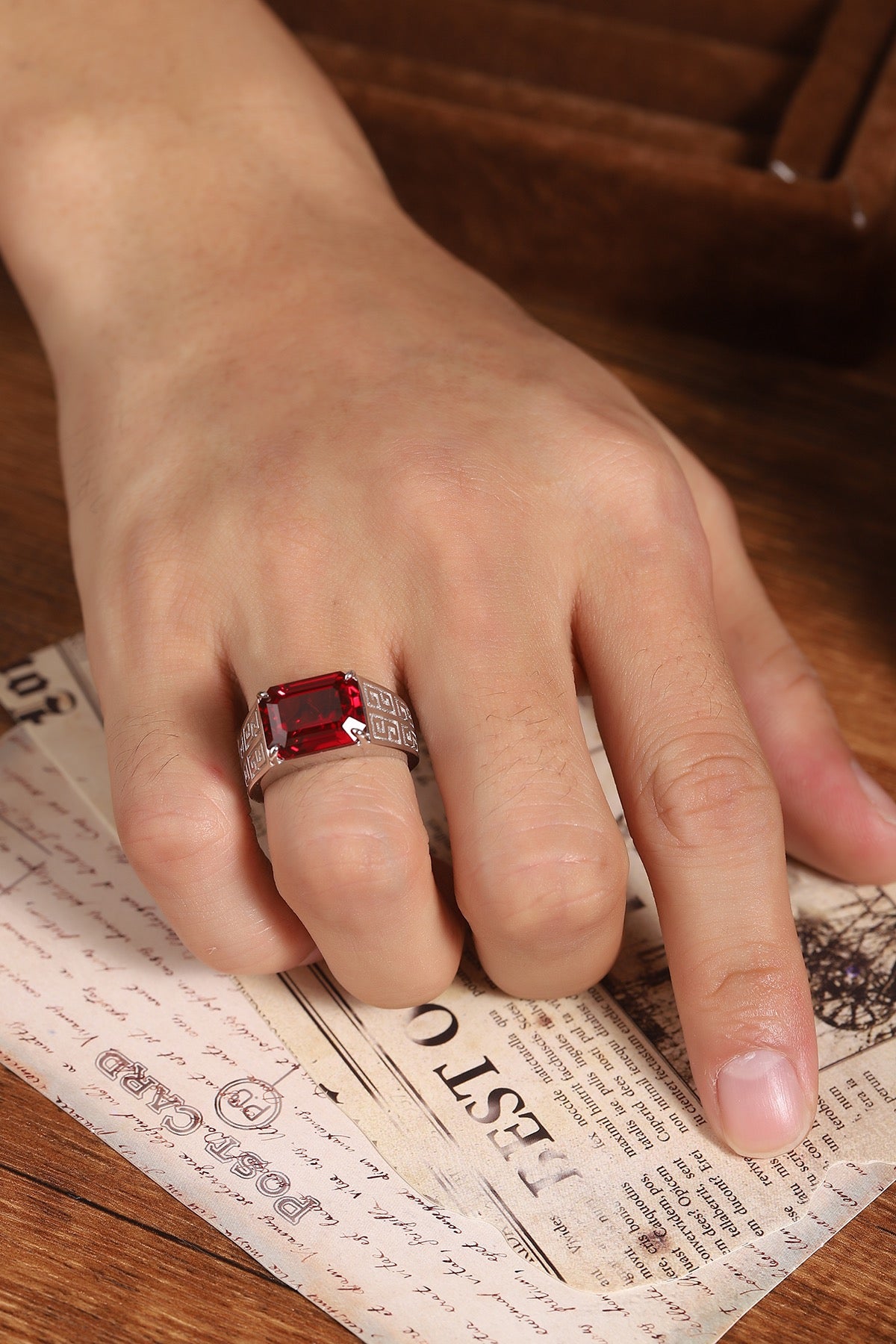 Sterling Silver Lab-Grown Ruby Men's Ring A – JRURR1029Y