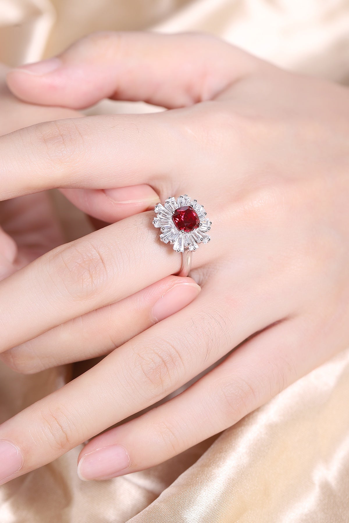 Sterling Silver Lab-Grown Ruby Ring W – JRURR92425Y