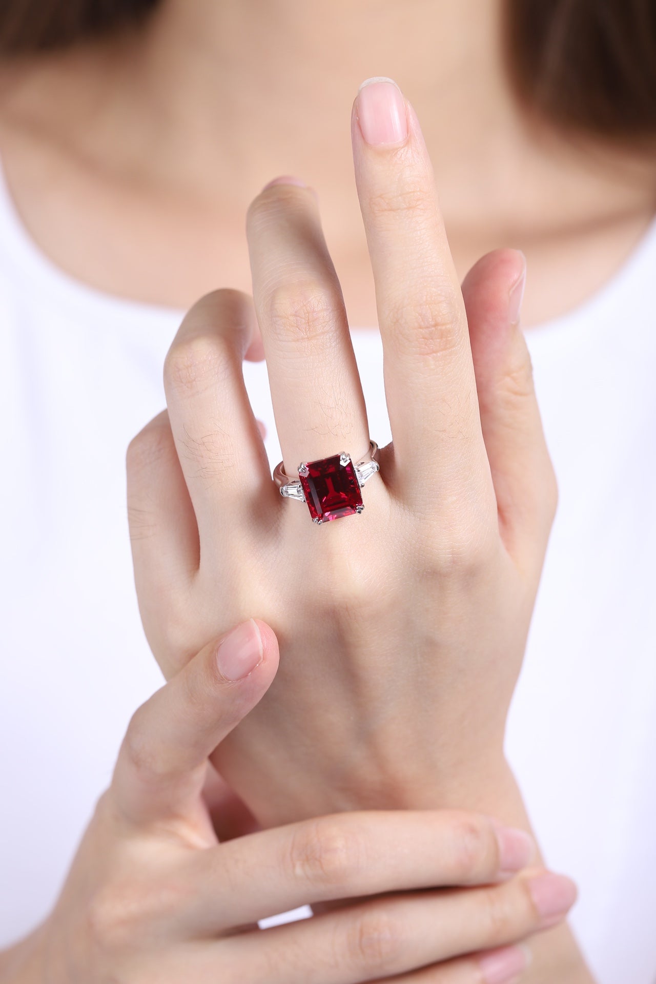 Sterling Silver Lab-Grown Ruby Ring W – JRURR1417Y