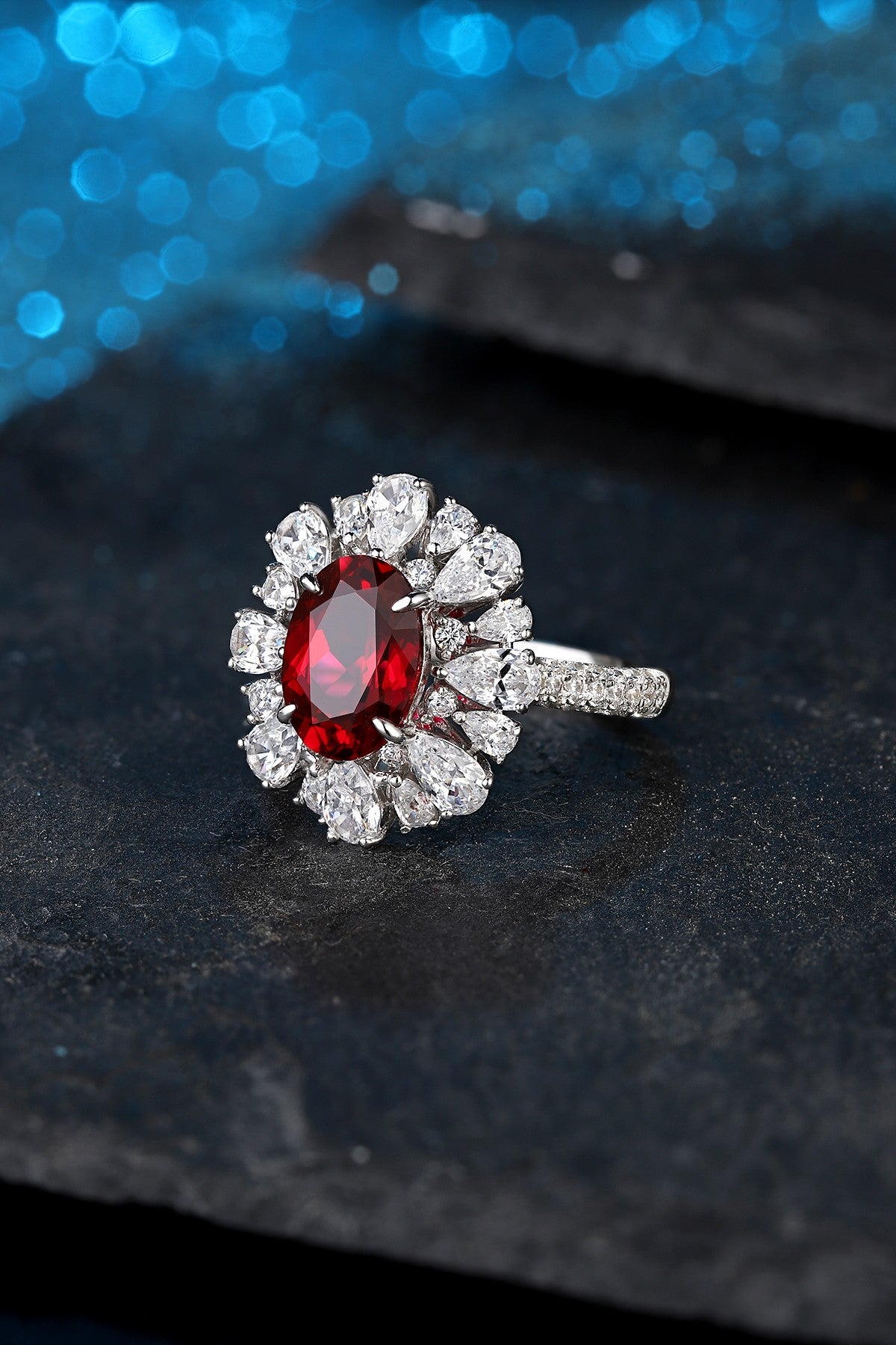 Sterling Silver Lab-Grown Ruby Ring A – JRURR1271Y