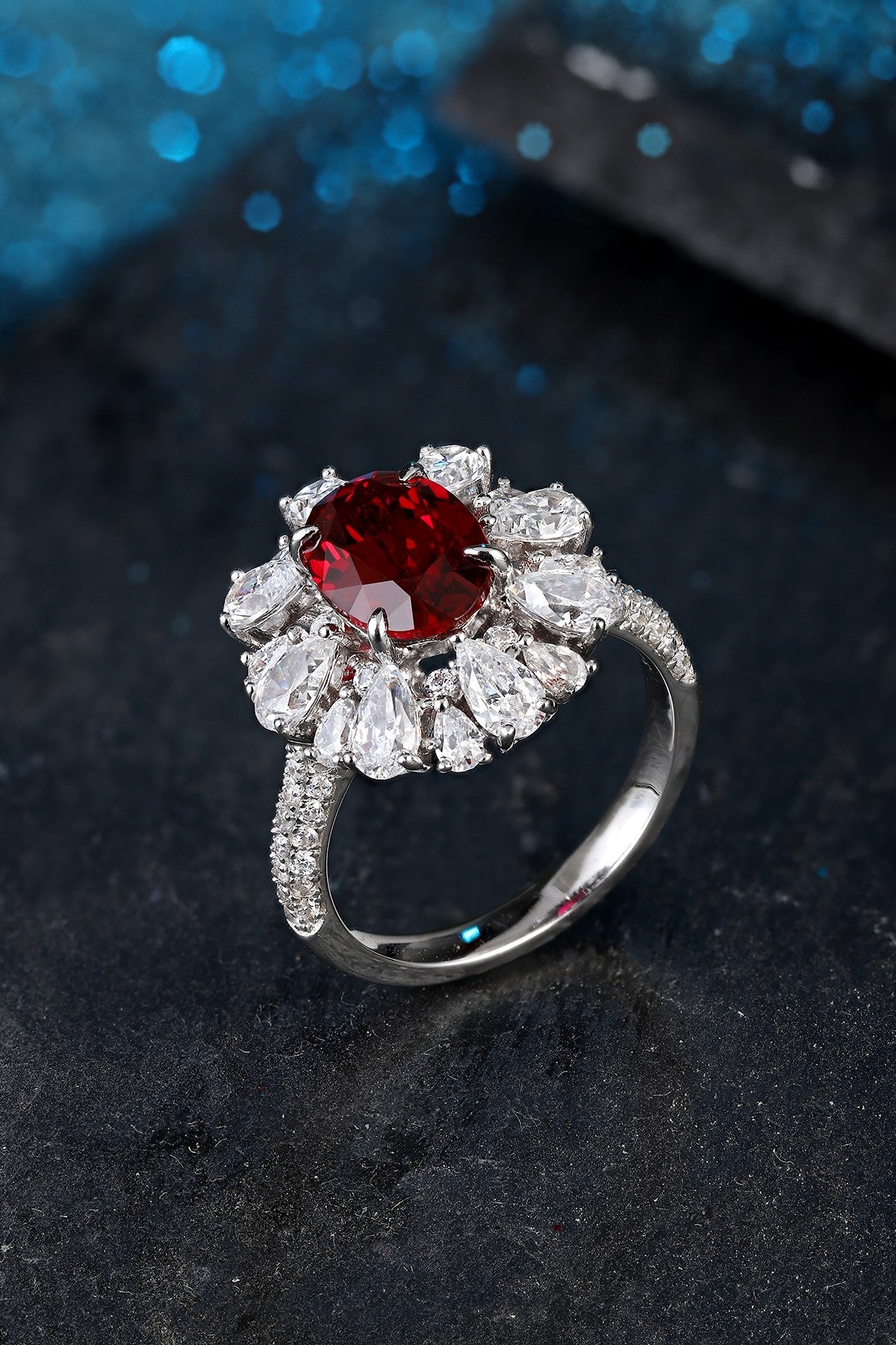 Sterling Silver Lab-Grown Ruby Ring A – JRURR1271Y