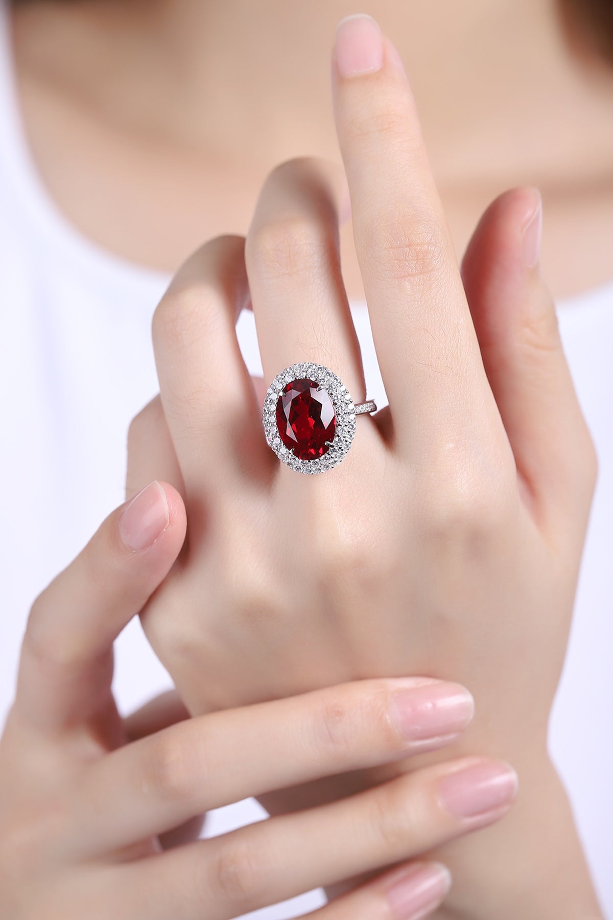 Sterling Silver Lab-Grown Ruby Ring W – JRURR489Y