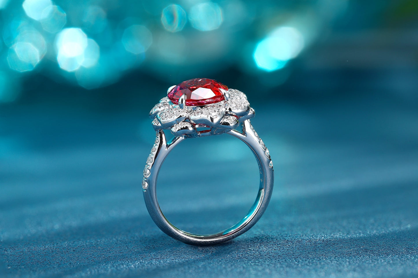 Sterling Silver Lab-Grown Padparadscha Sapphire Ring A – JR1224Y