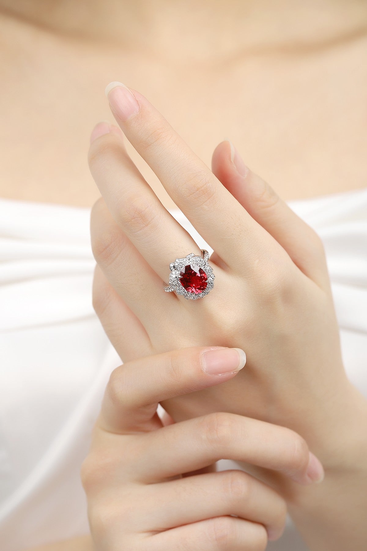 Sterling Silver Lab-Grown Padparadscha Sapphire Ring A – JR1224Y
