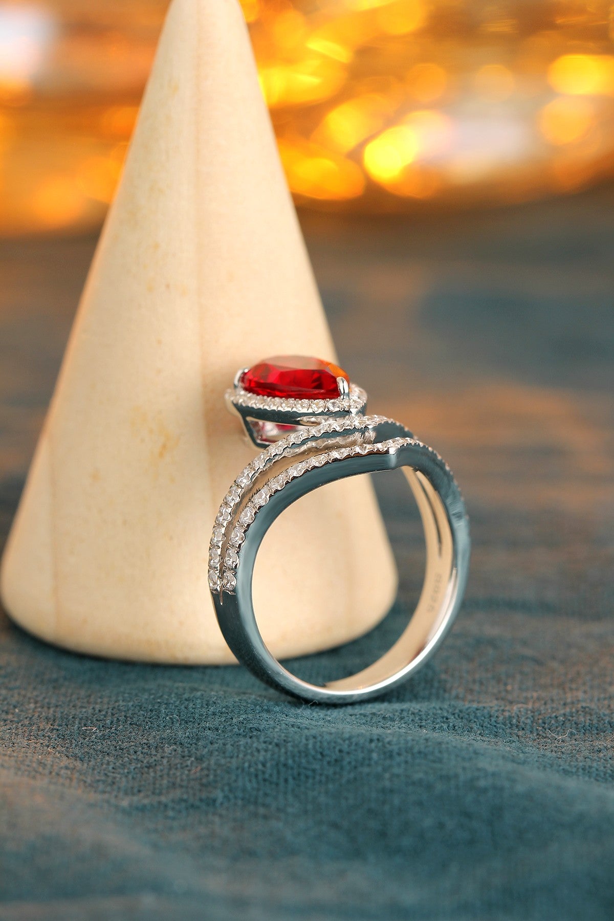Sterling Silver Lab-Grown Ruby Ring W – JRURR18537