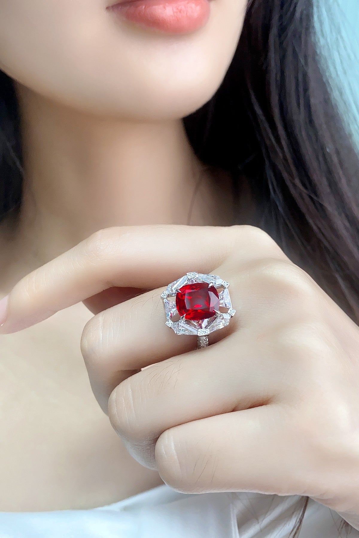 Sterling Silver Lab-Grown Ruby Ring A – JRURR1019Y