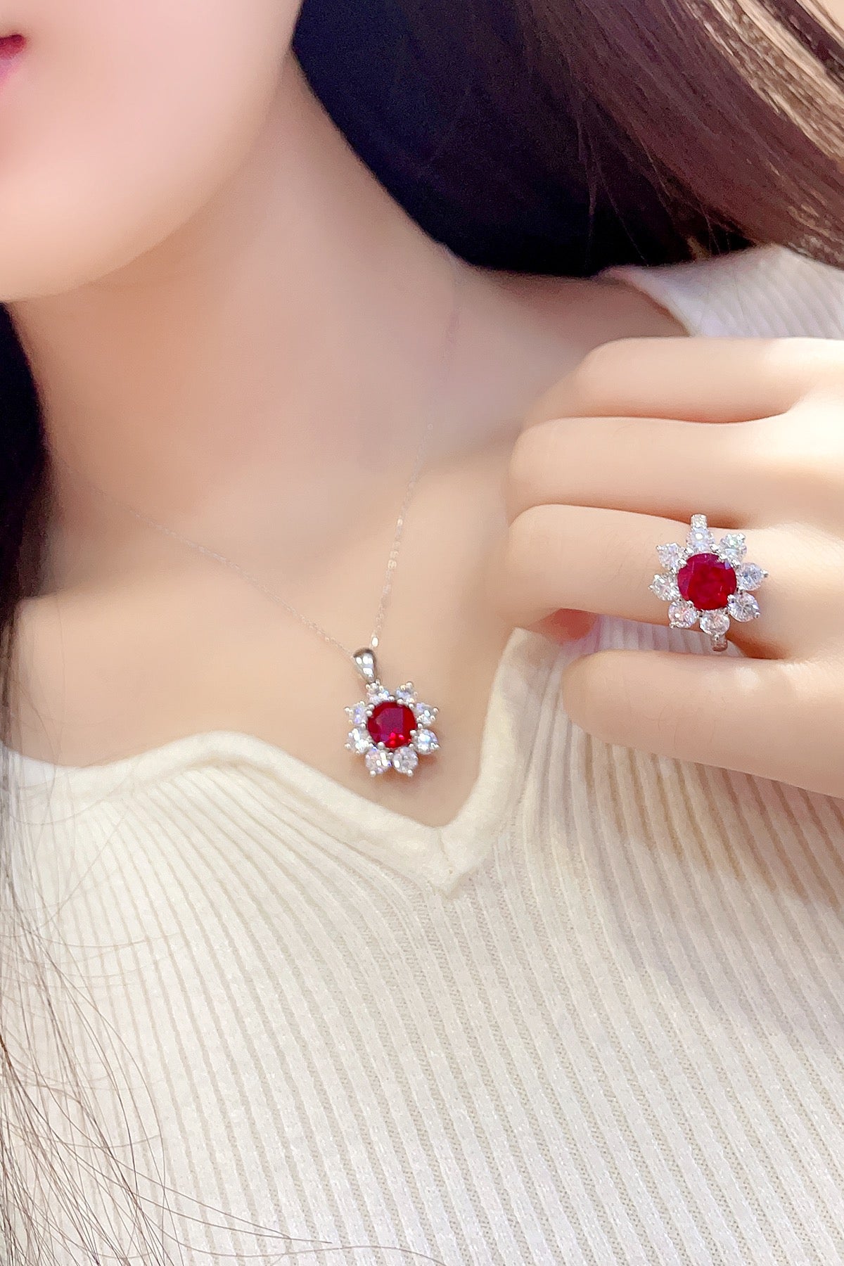 Sterling Silver Lab - Grown Ruby Ring A – JRURR677Y