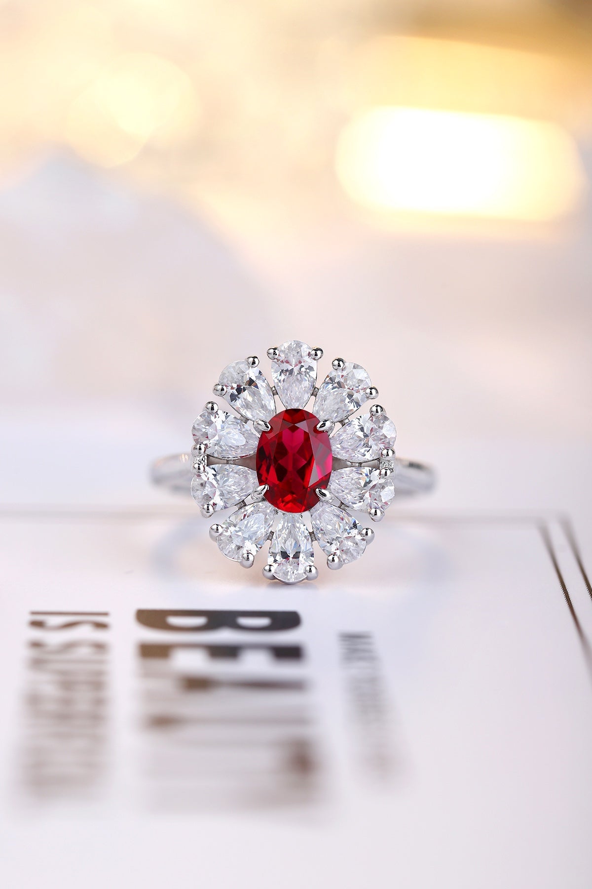 Sterling Silver Lab - Grown Ruby Ring A – JRURR676Y