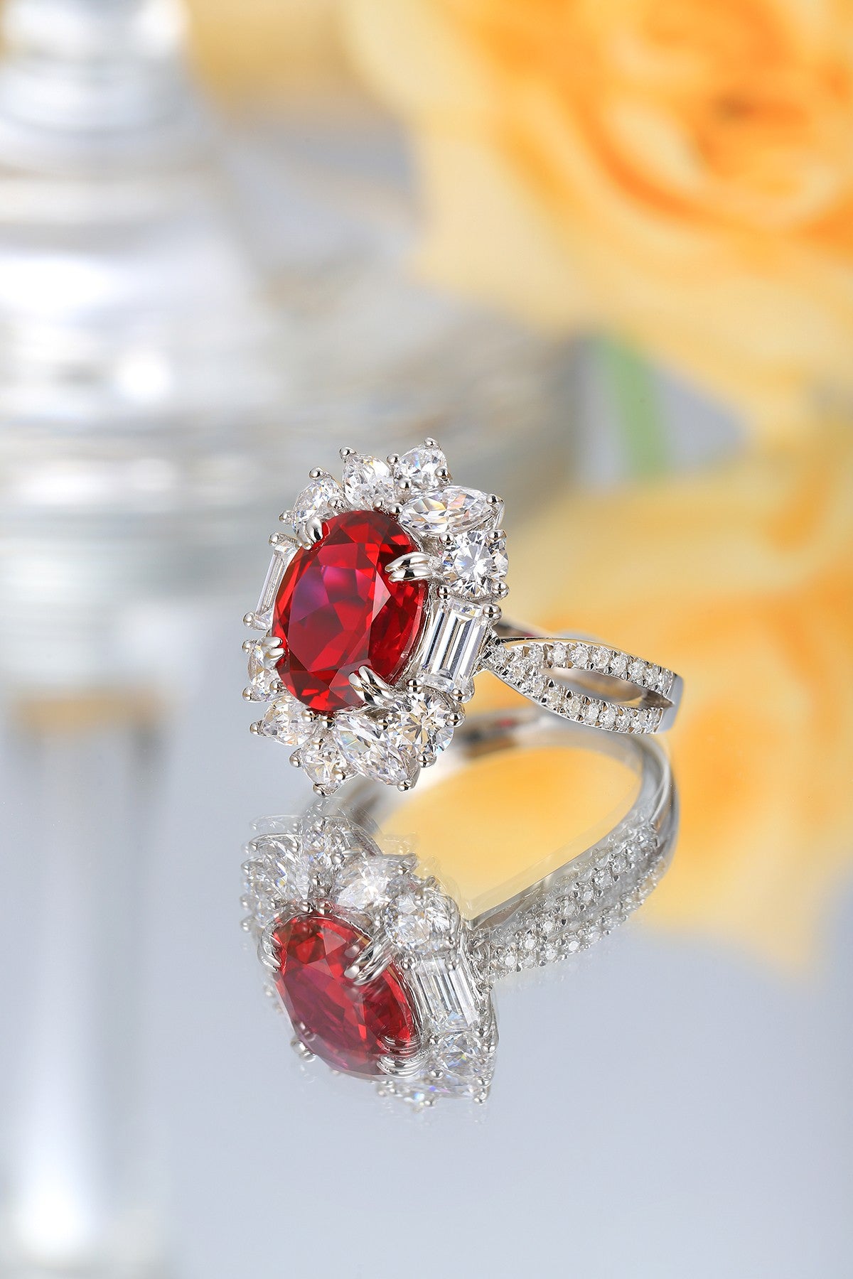 Sterling Silver Lab - Grown Ruby Ring A – JRURR504Y
