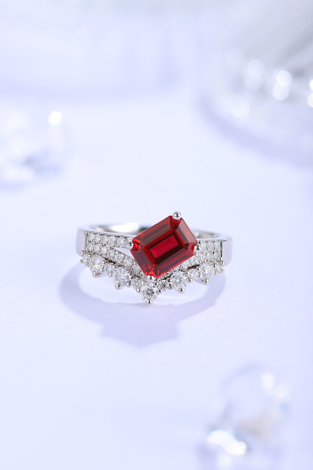 Sterling Silver Lab-Grown Ruby Ring W – JRURR455Y