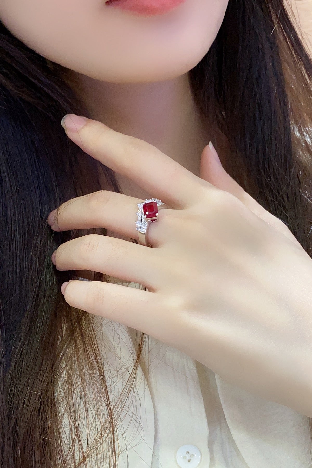 Sterling Silver Lab-Grown Ruby Ring W – JRURR455Y