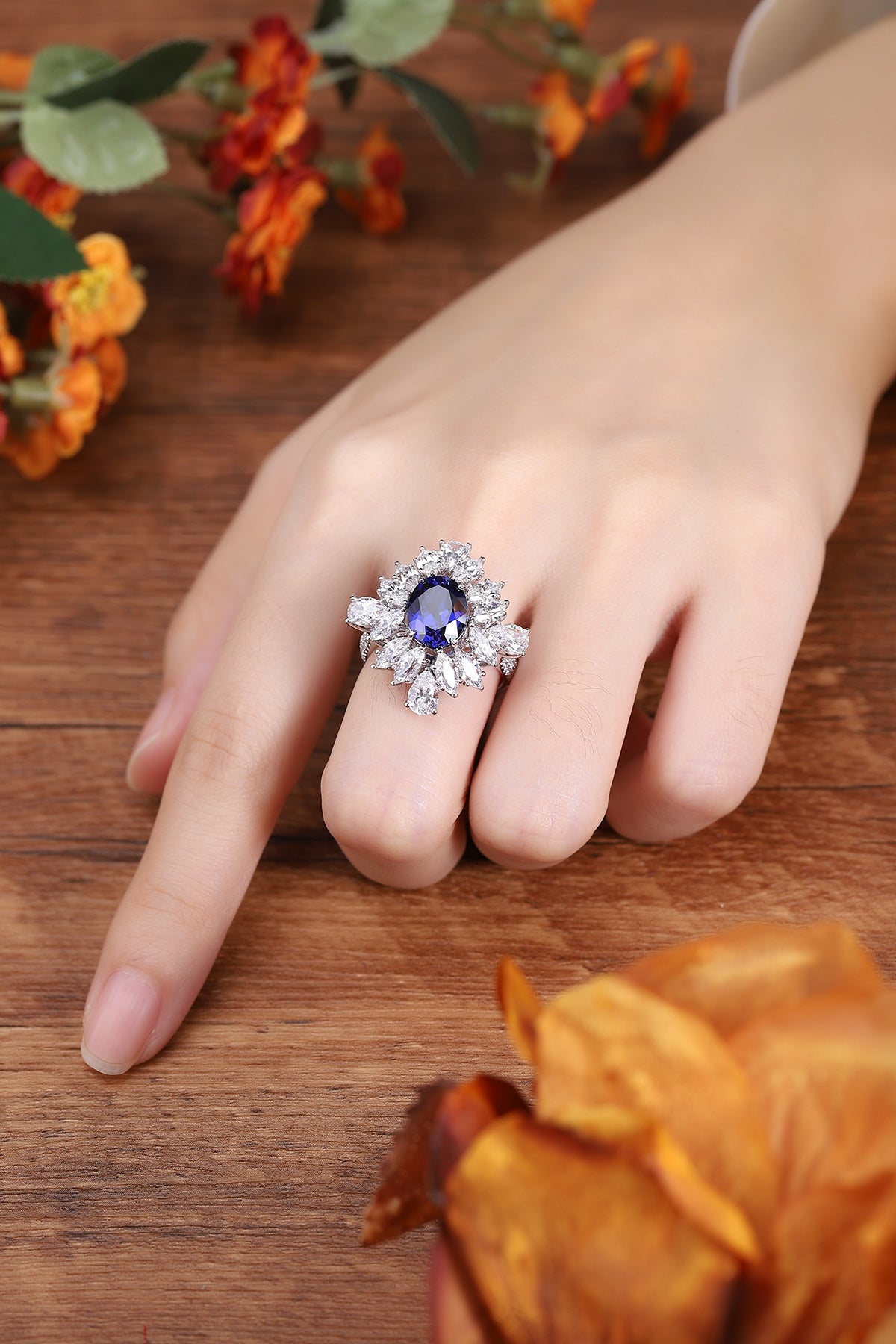 Sterling Silver Lab - Grown Sapphire Ring A – JSABR1262Y
