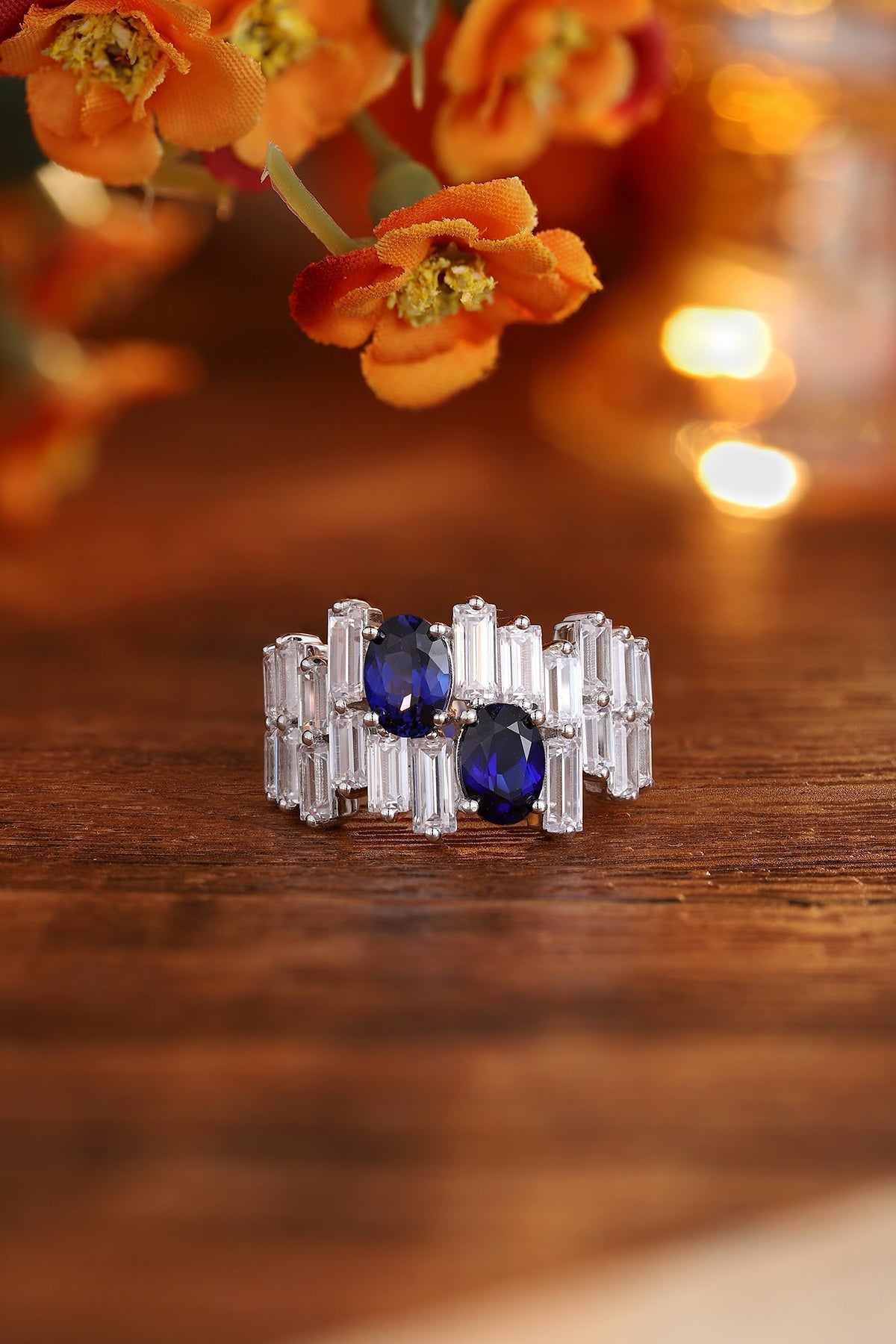 Sterling Silver Lab - Grown Sapphire Ring A – JSABR453Y