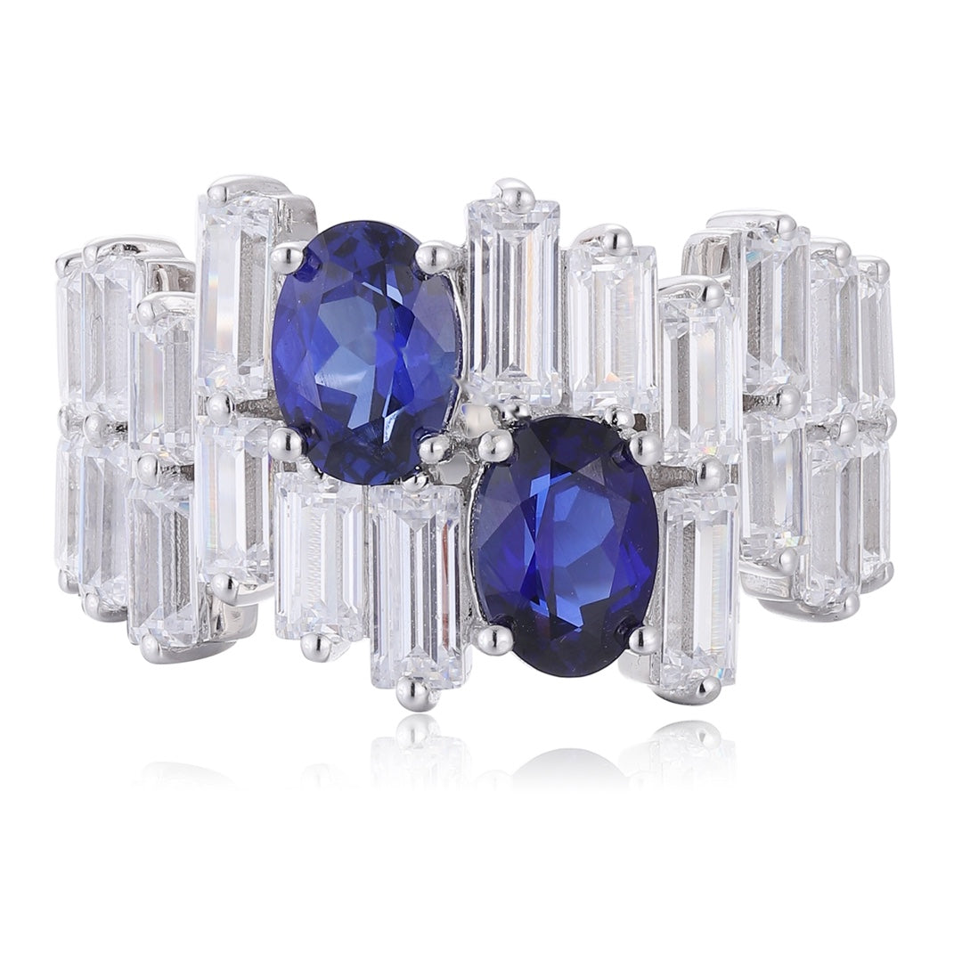 Sterling Silver Lab - Grown Sapphire Ring A – JSABR453Y