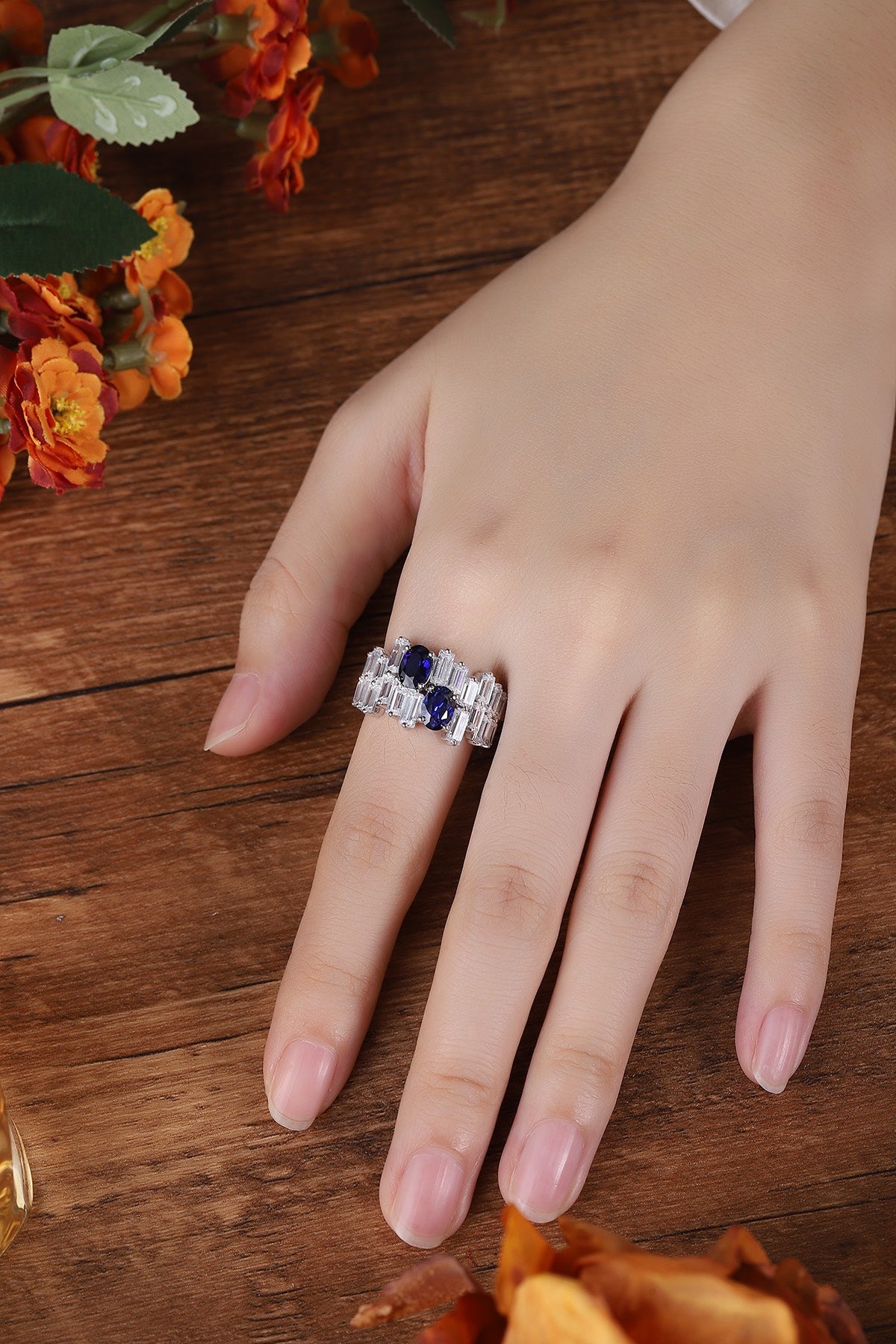 Sterling Silver Lab - Grown Sapphire Ring A – JSABR453Y