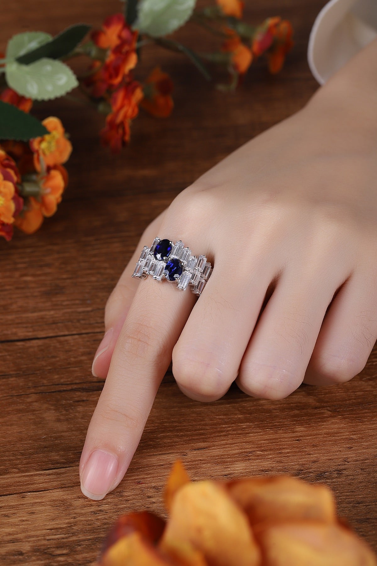 Sterling Silver Lab - Grown Sapphire Ring A – JSABR453Y