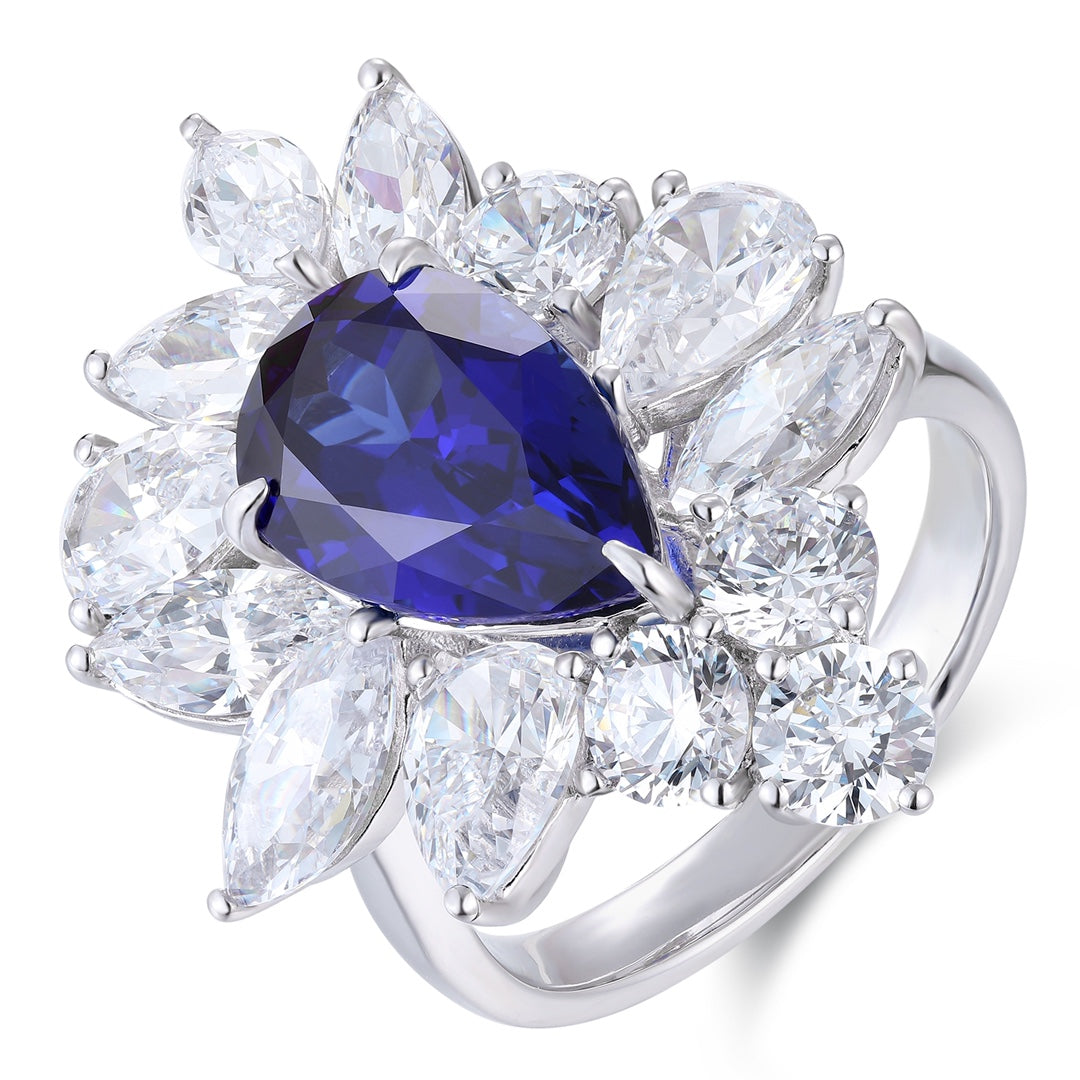 Sterling Silver Lab - Grown Sapphire Ring A – JSABR140Y