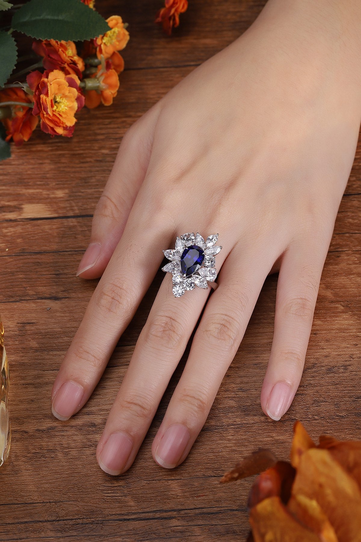 Sterling Silver Lab - Grown Sapphire Ring A – JSABR140Y