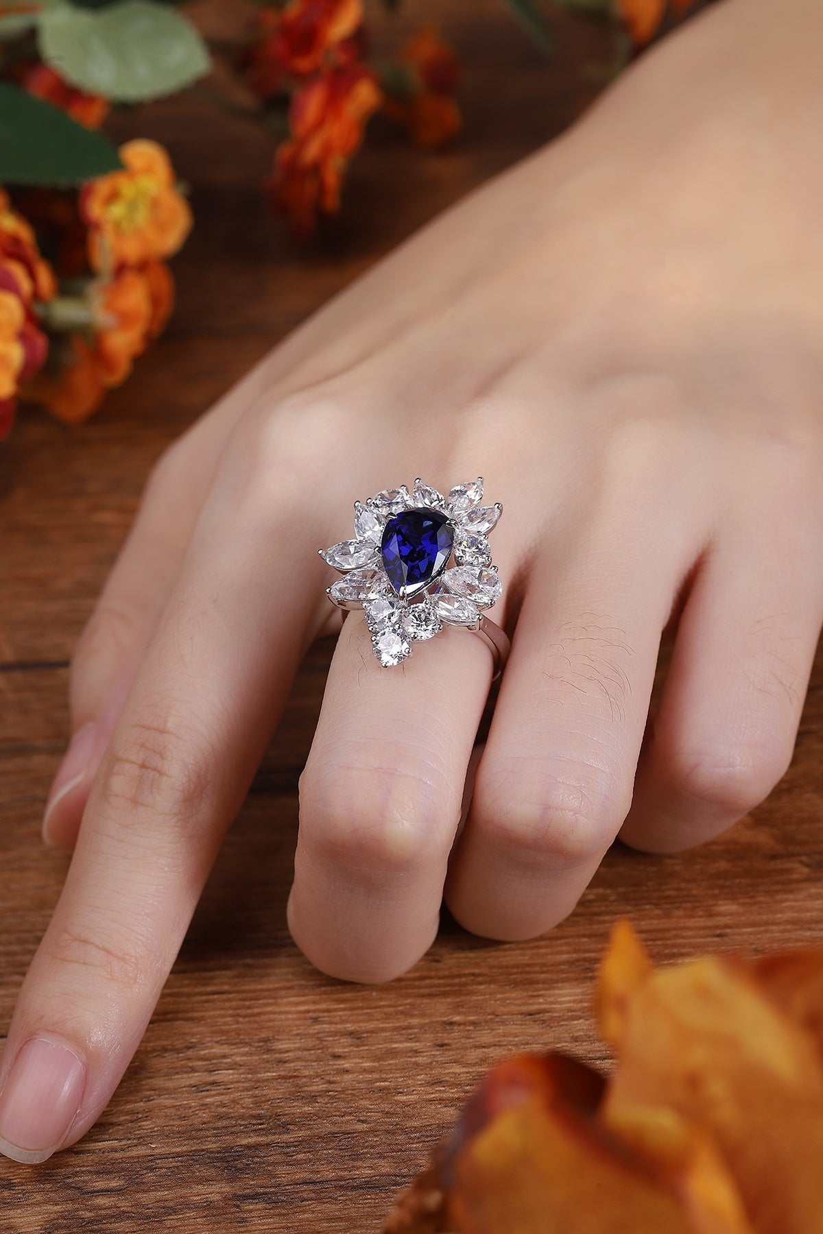 Sterling Silver Lab - Grown Sapphire Ring A – JSABR140Y