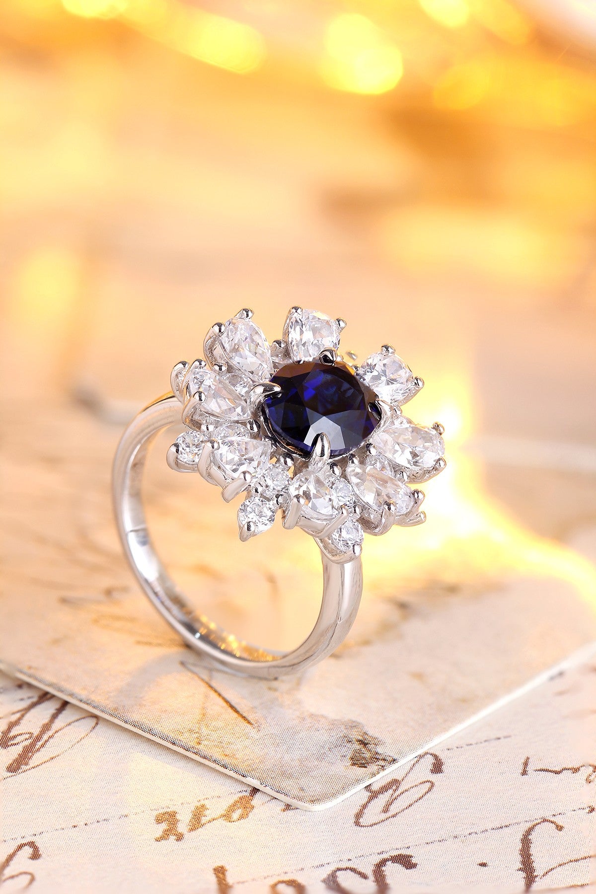 Sterling Silver Lab - Grown Sapphire Ring A – JSABR253Y