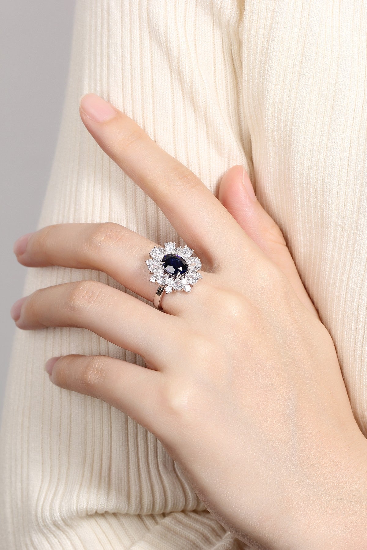 Sterling Silver Lab - Grown Sapphire Ring A – JSABR253Y