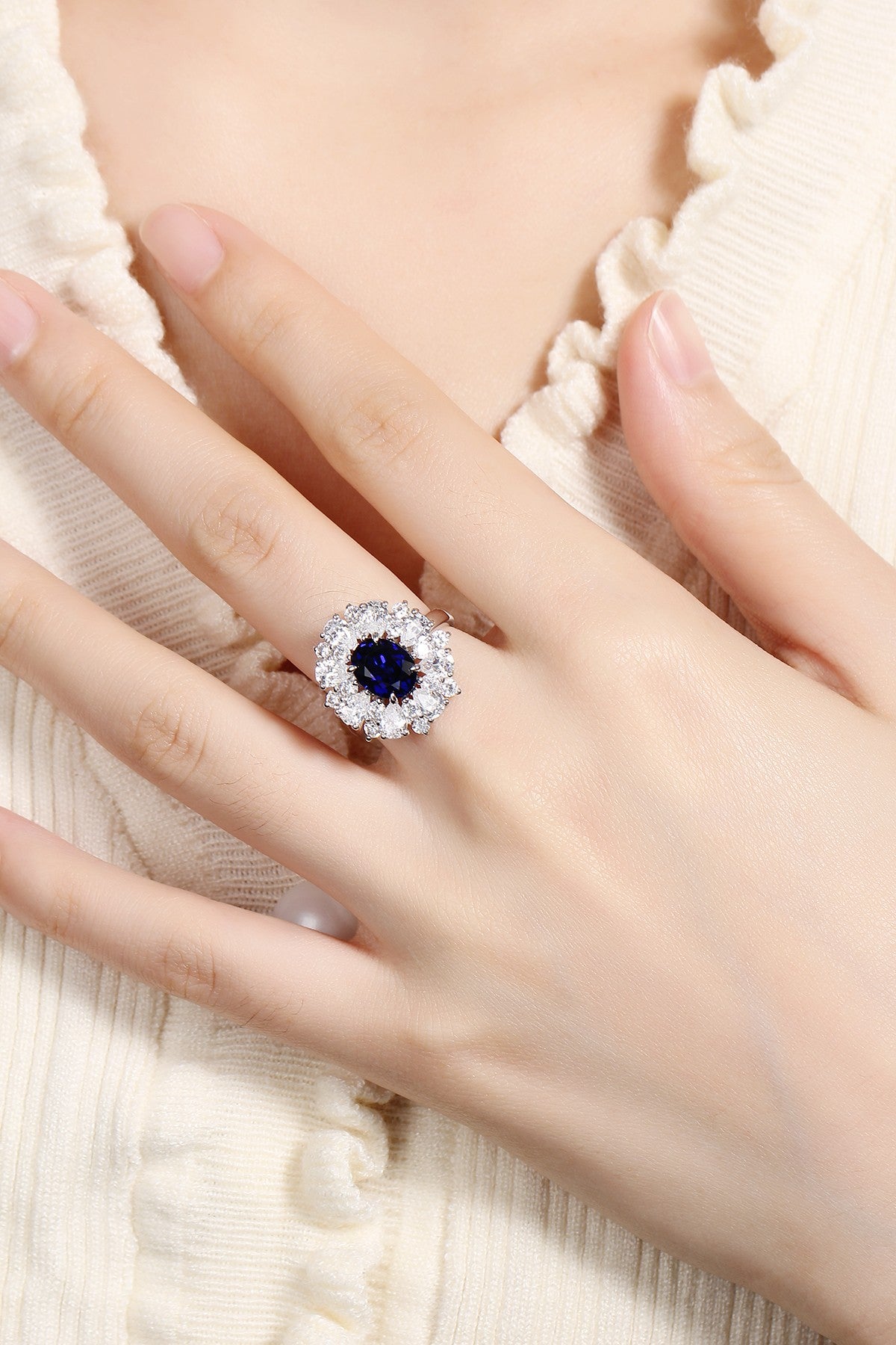 Sterling Silver Lab - Grown Sapphire Ring A – JSABR253Y