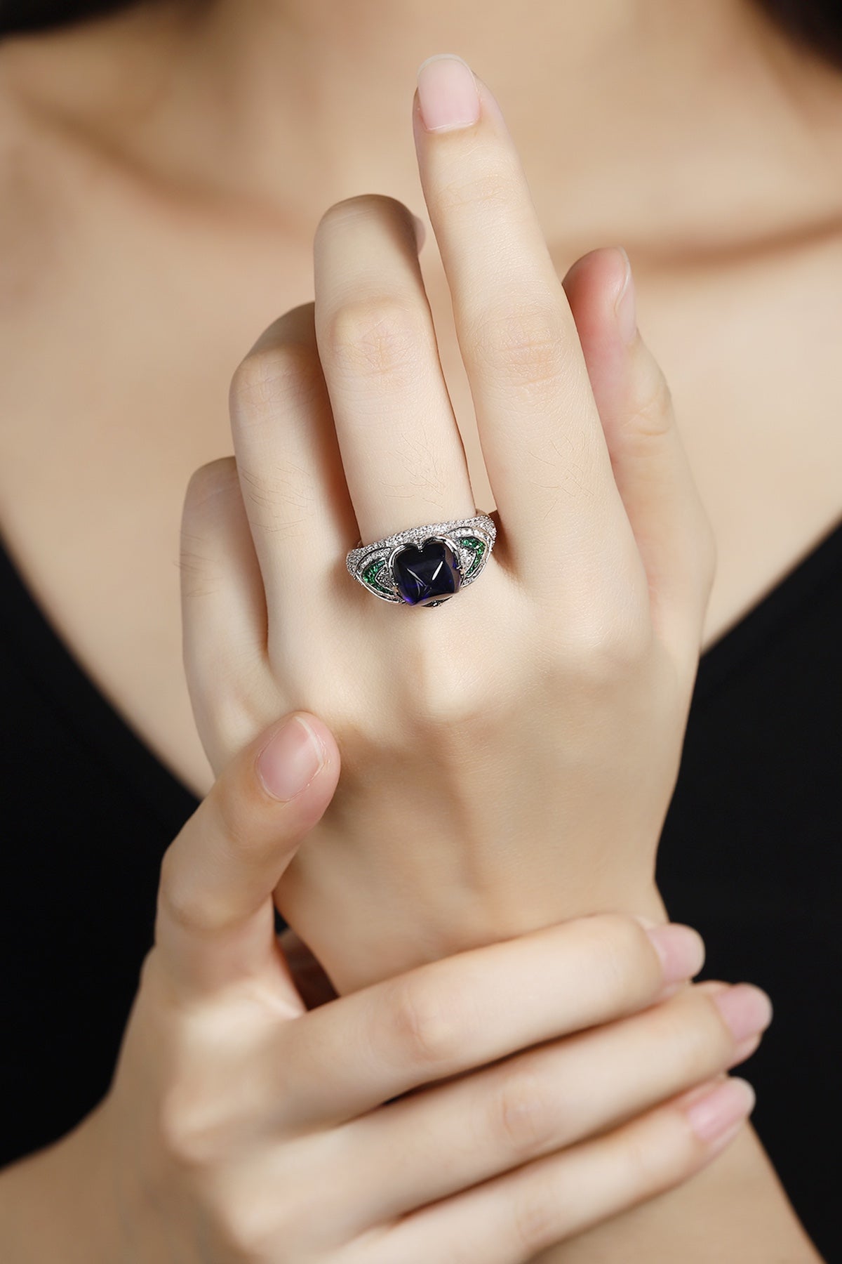 Sterling Silver Lab - Grown Sapphire Ring A – JSABR1413Y