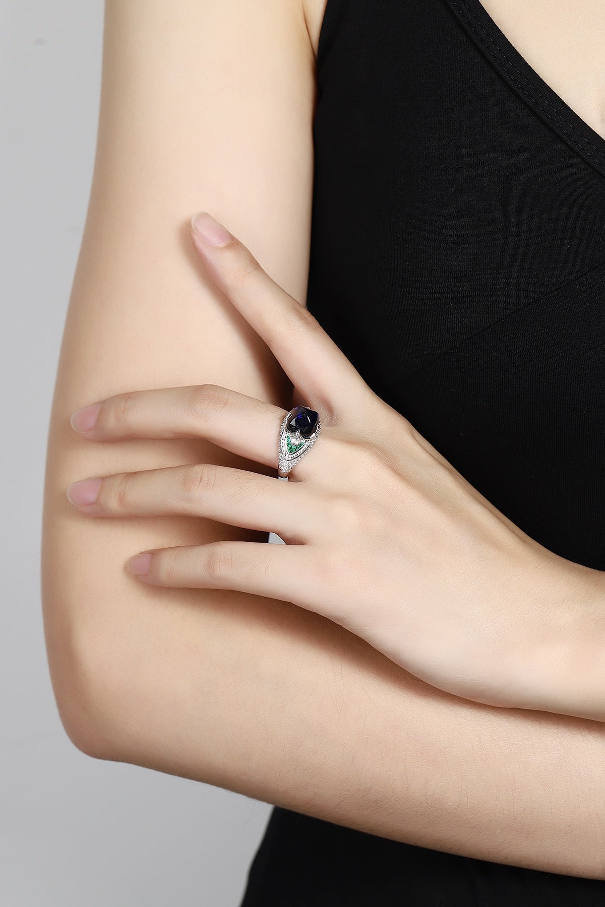 Sterling Silver Lab - Grown Sapphire Ring A – JSABR1413Y
