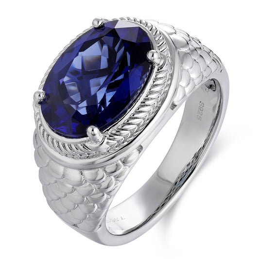 Sterling Silver Lab - Grown Sapphire Men's Ring A – JSABR1031Y