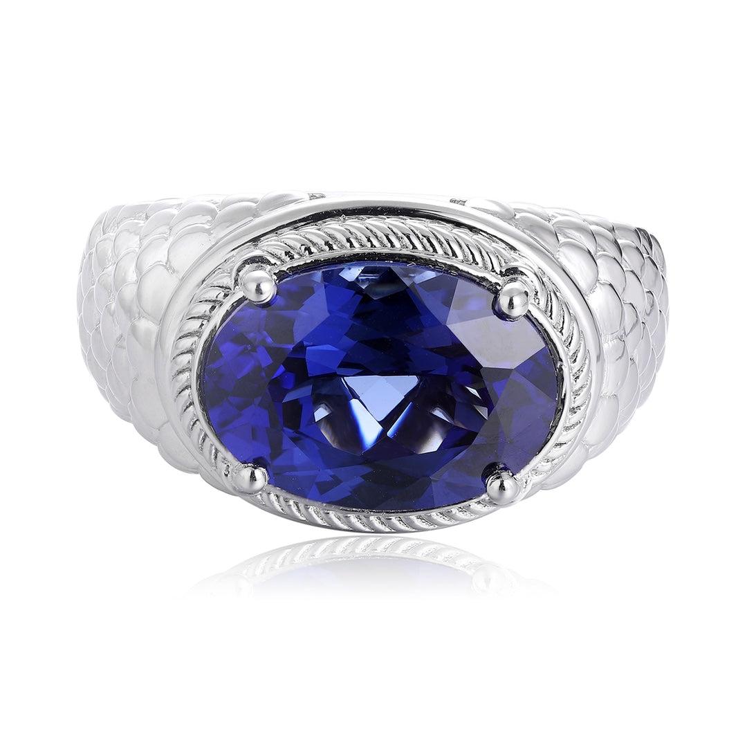 Sterling Silver Lab - Grown Sapphire Men's Ring A – JSABR1031Y