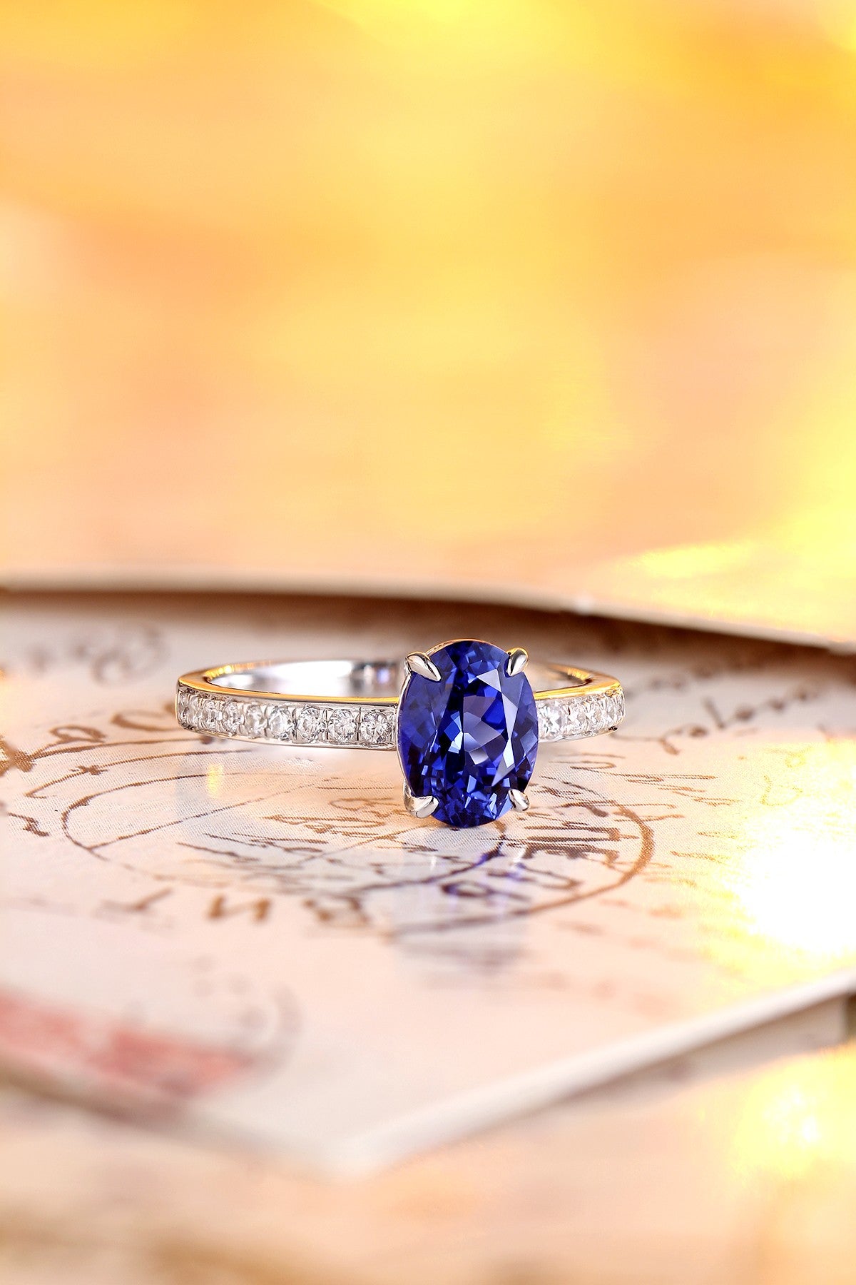Sterling Silver Lab - Grown Sapphire Ring W – JSABR181479