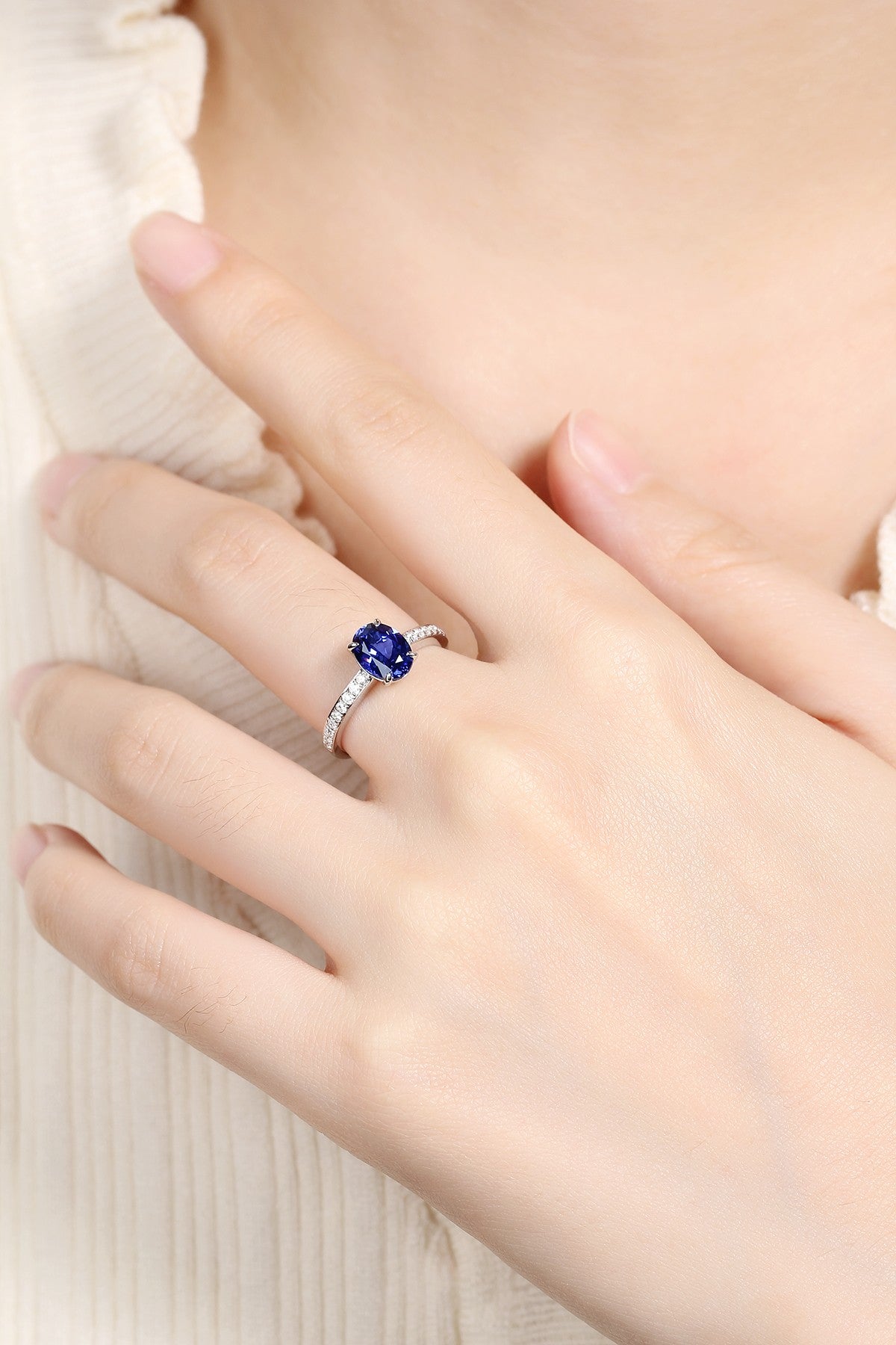 Sterling Silver Lab - Grown Sapphire Ring W – JSABR181479