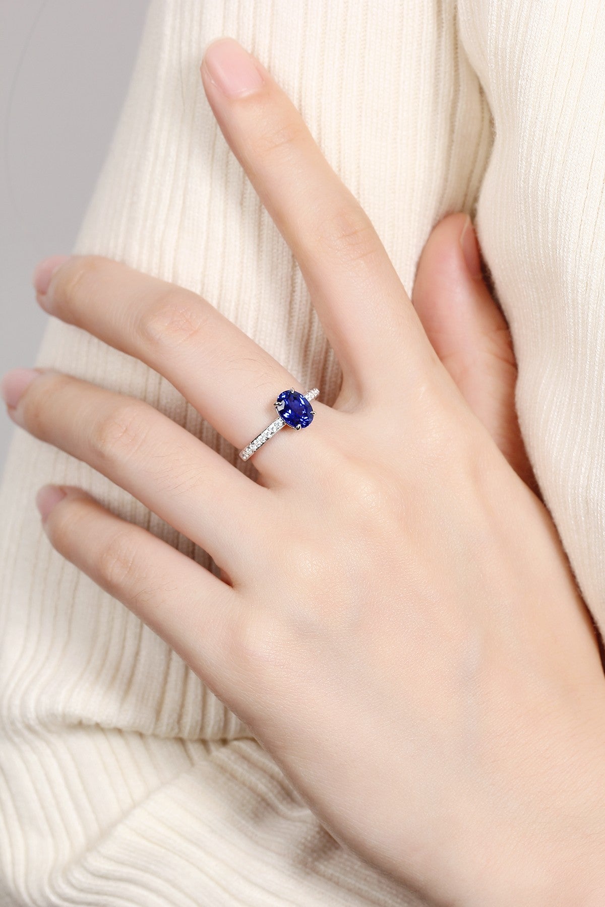 Sterling Silver Lab - Grown Sapphire Ring W – JSABR181479