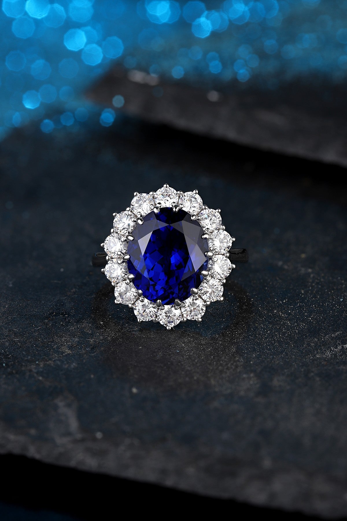 Sterling Silver Lab - Grown Sapphire Ring W – JSABR1272Y